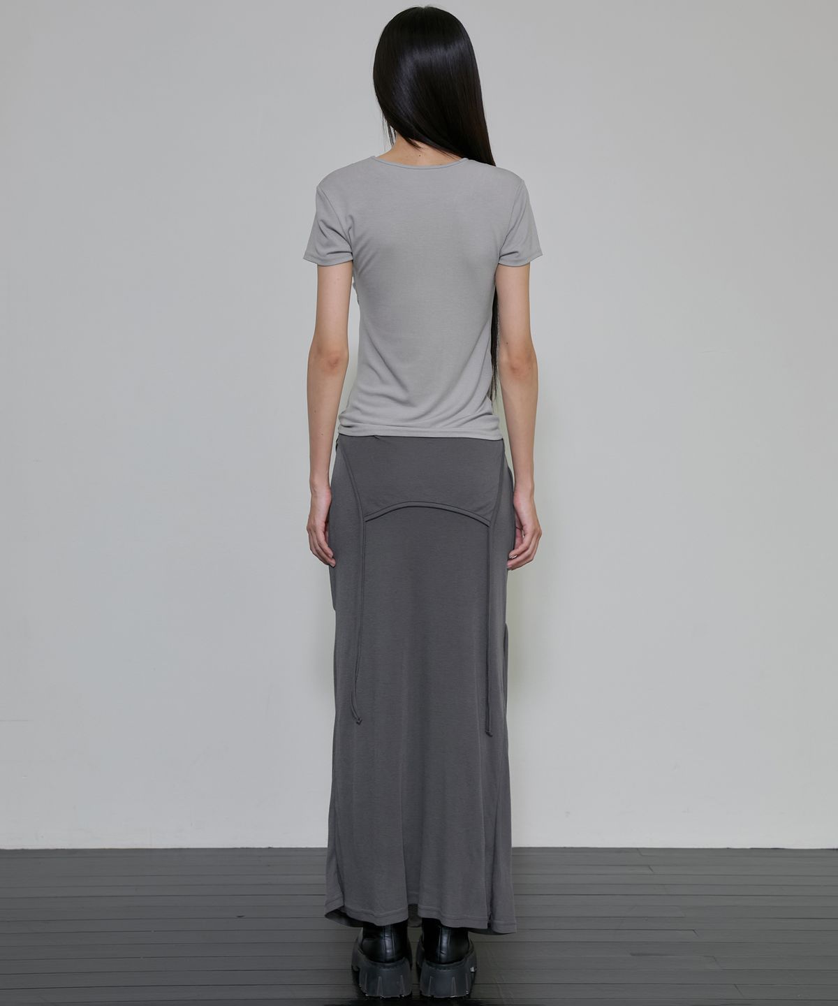 플레어업(FLAREUP) Asymmetrical Draped T-Shirt (FL-147_Gray)