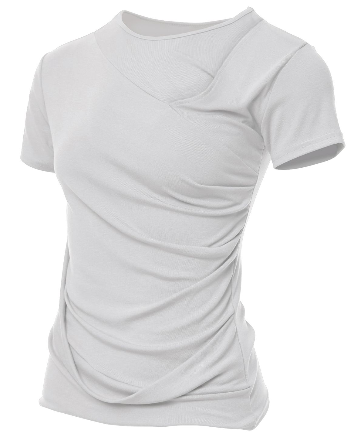 플레어업(FLAREUP) Asymmetrical Draped T-Shirt (FL-147_Cloud White)