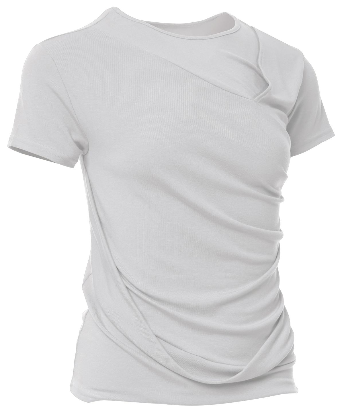 플레어업(FLAREUP) Asymmetrical Draped T-Shirt (FL-147_Cloud White)
