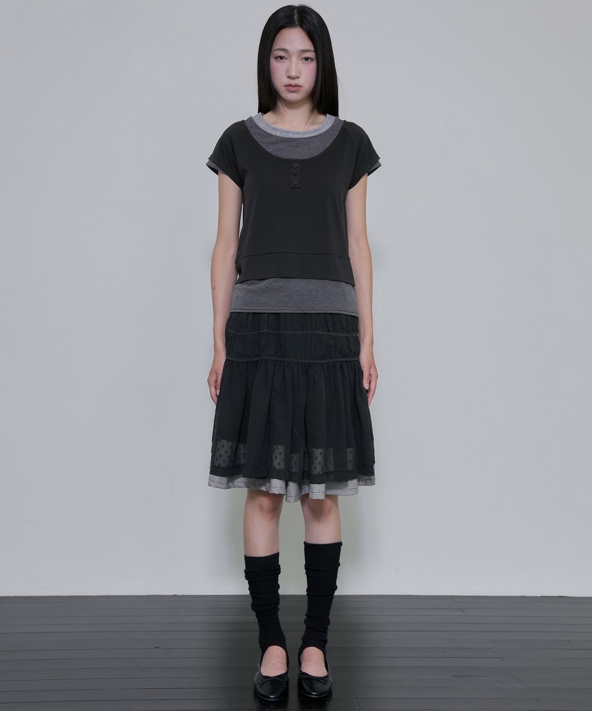 플레어업(FLAREUP) 3-Layered Henley T-shirt (FL-151_Black)