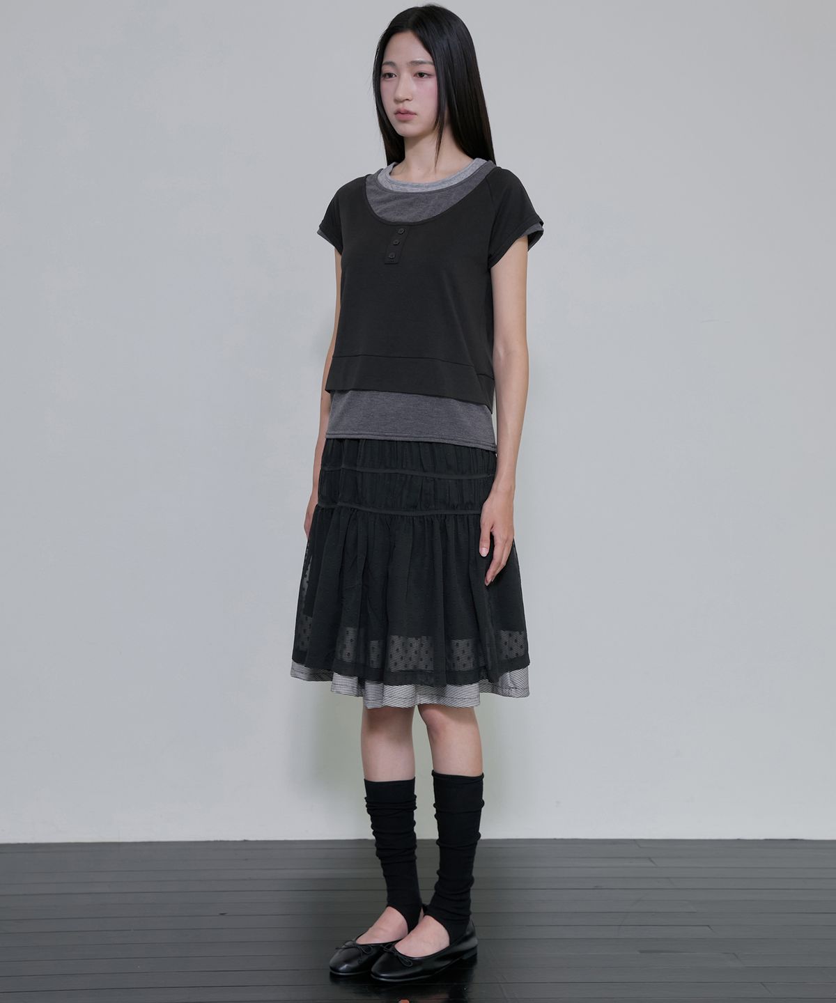 플레어업(FLAREUP) 3-Layered Henley T-shirt (FL-151_Black)