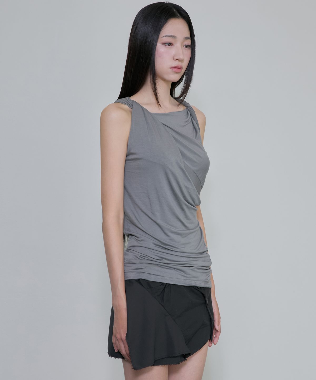 플레어업(FLAREUP) Braided Asymmetrical Sleeveless (FL-166_Gray)