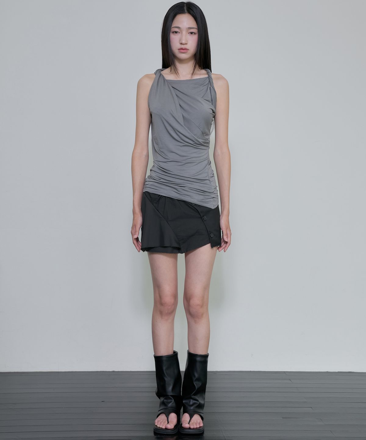 플레어업(FLAREUP) Braided Asymmetrical Sleeveless (FL-166_Gray)