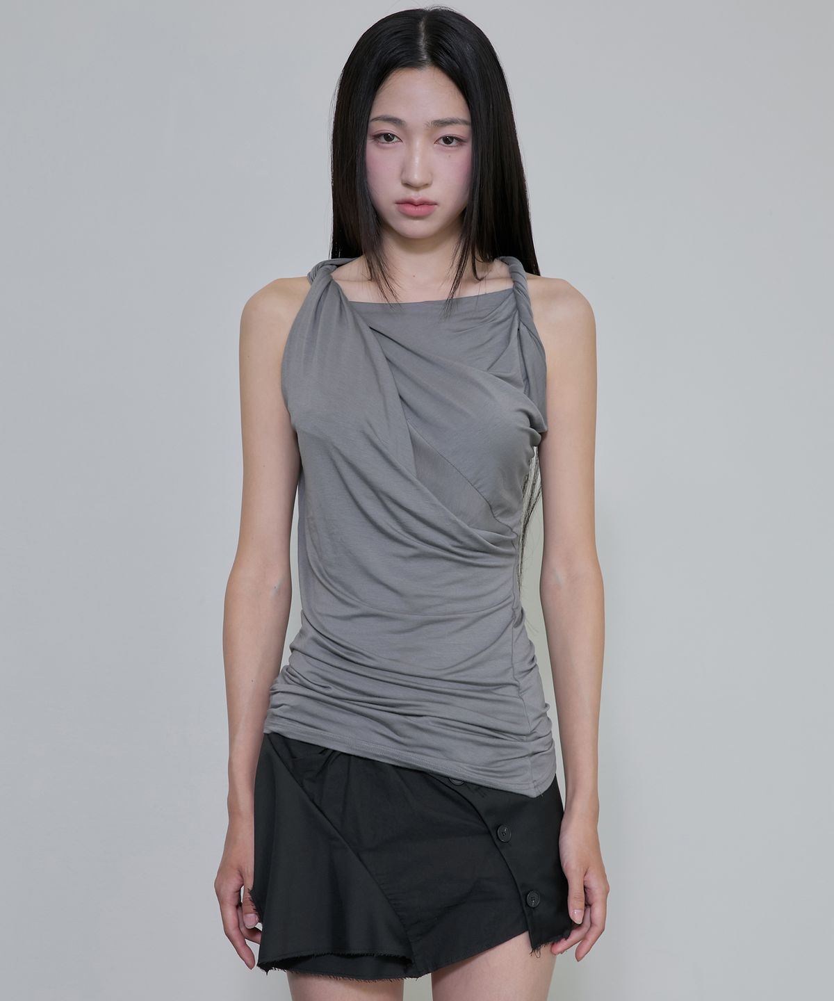 플레어업(FLAREUP) Braided Asymmetrical Sleeveless (FL-166_Gray)