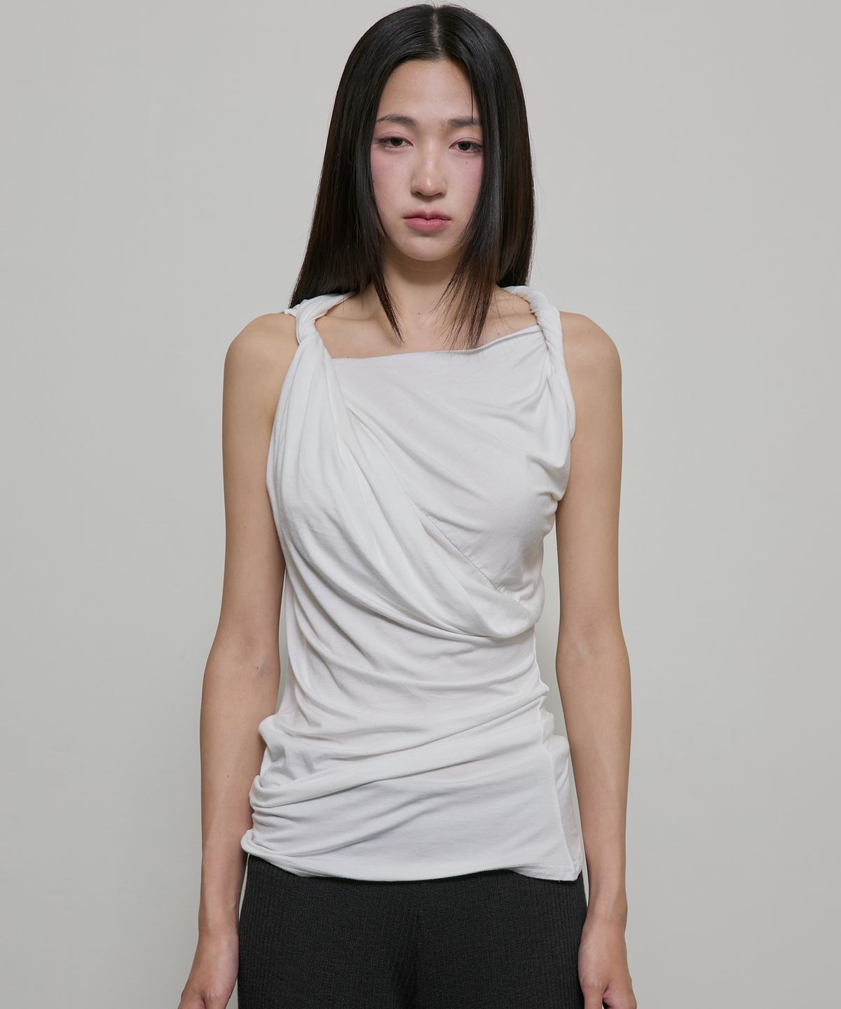플레어업(FLAREUP) Braided Asymmetrical Sleeveless (FL-166_White)