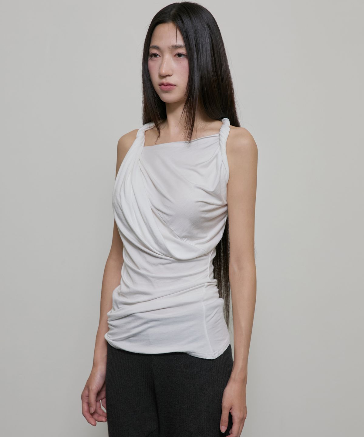 플레어업(FLAREUP) Braided Asymmetrical Sleeveless (FL-166_White)