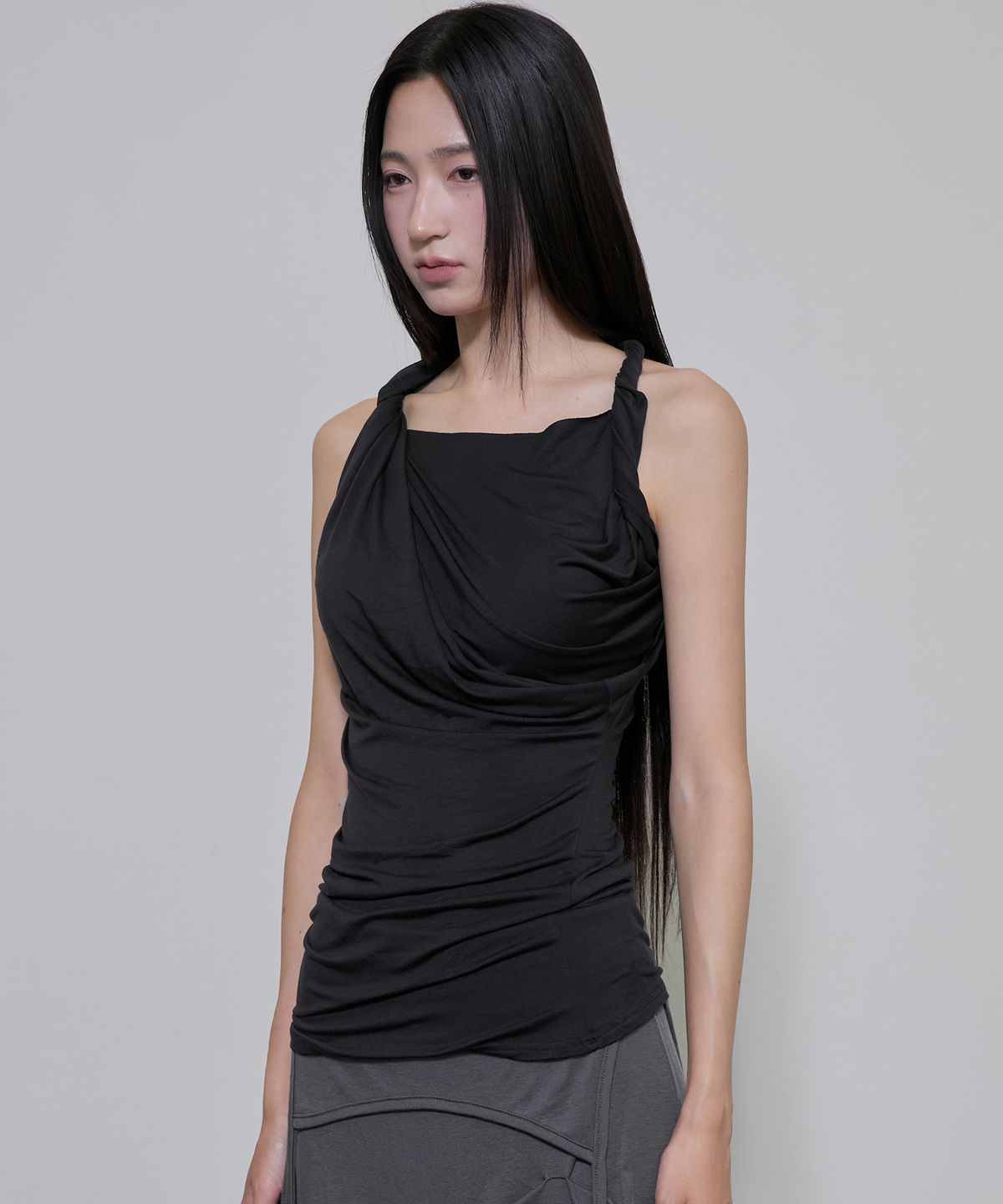 플레어업(FLAREUP) Braided Asymmetrical Sleeveless (FL-166_Black)