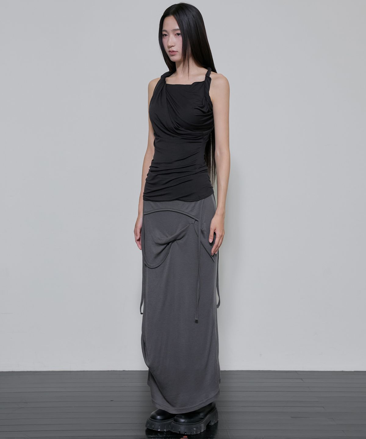 플레어업(FLAREUP) Braided Asymmetrical Sleeveless (FL-166_Black)