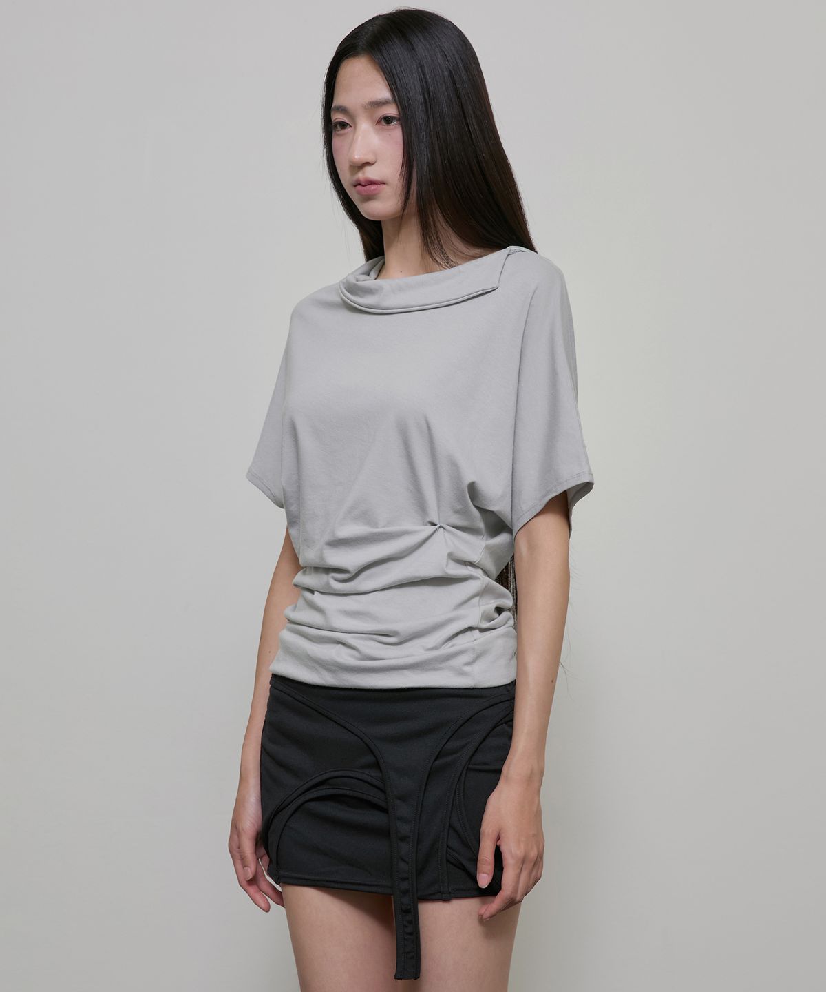 플레어업(FLAREUP) Oversized Asymmetrical T-Shirt (FL-177_Gray)