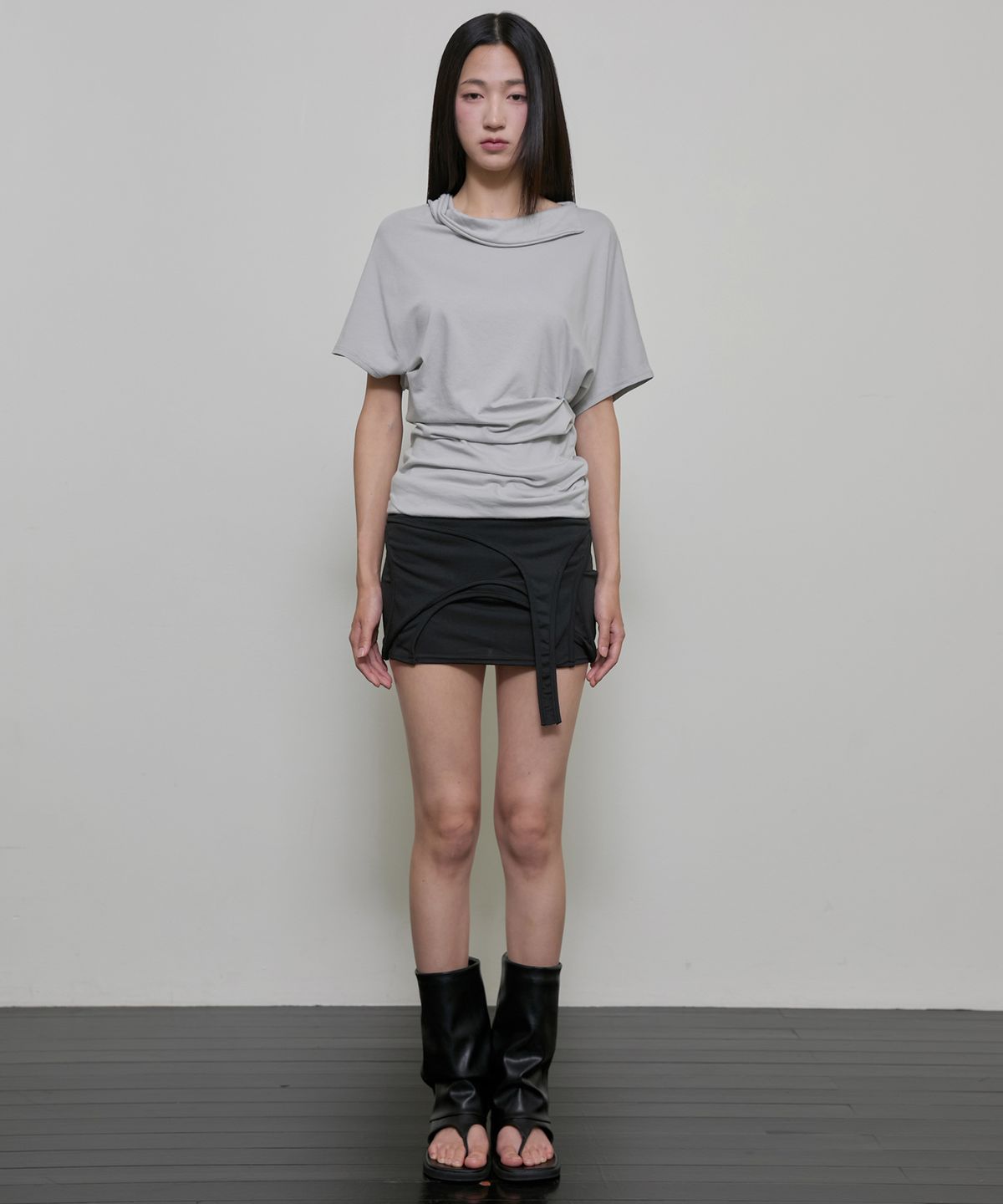 플레어업(FLAREUP) Oversized Asymmetrical T-Shirt (FL-177_Gray)