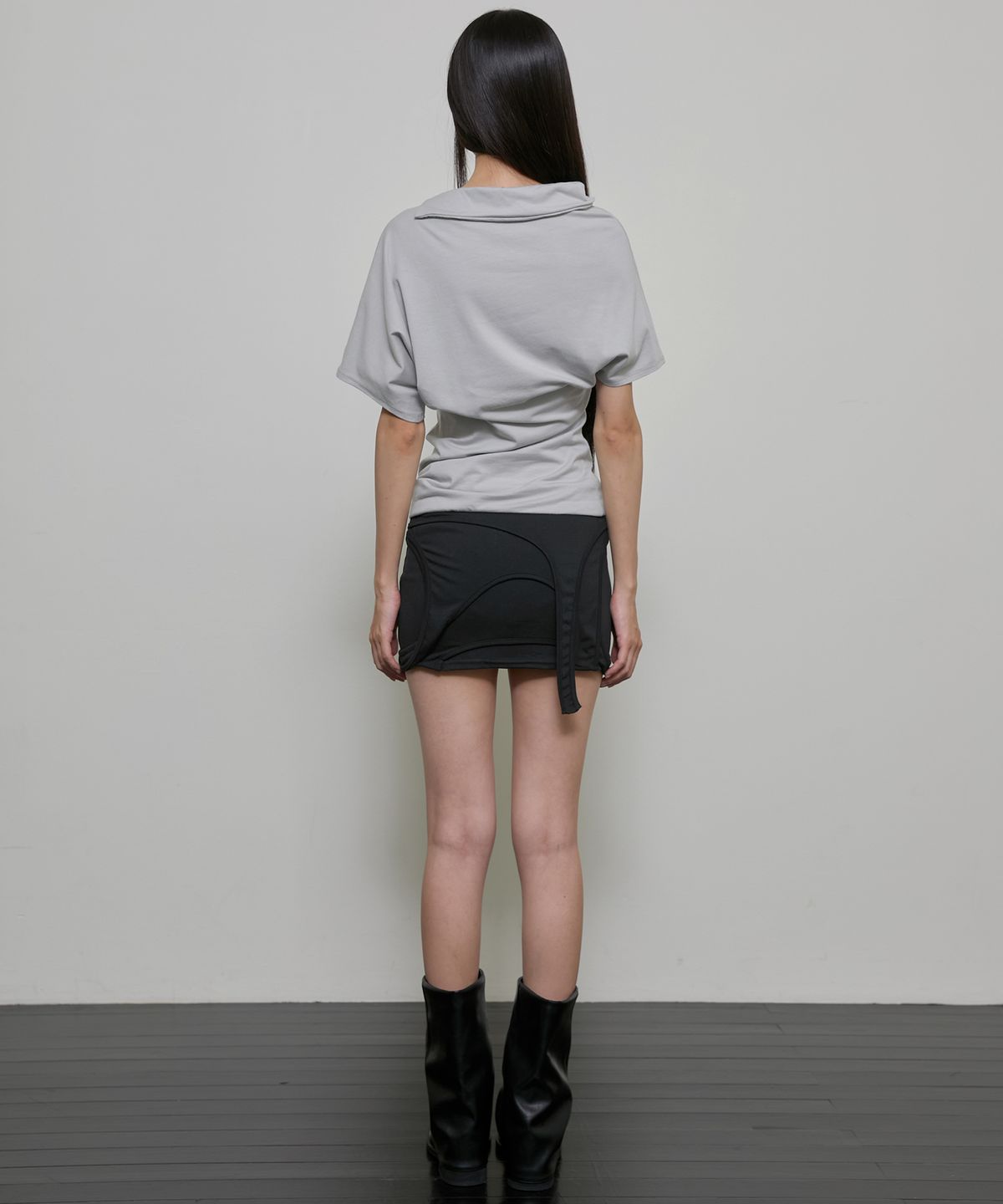 플레어업(FLAREUP) Oversized Asymmetrical T-Shirt (FL-177_Gray)