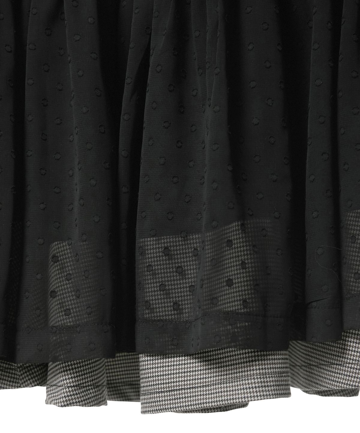 플레어업(FLAREUP) Layered Crinkle Check Skirt (FL-269_Black)