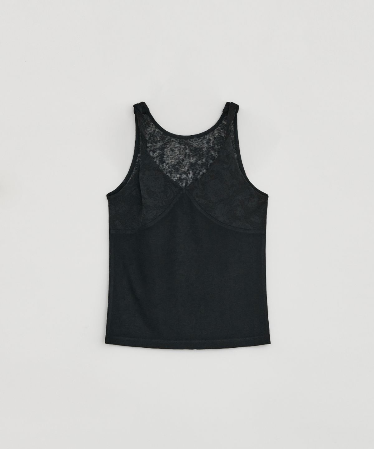 로우타이드(LOW TIDE) FLORAL TWIST SLEEVELESS TOP [BLACK]