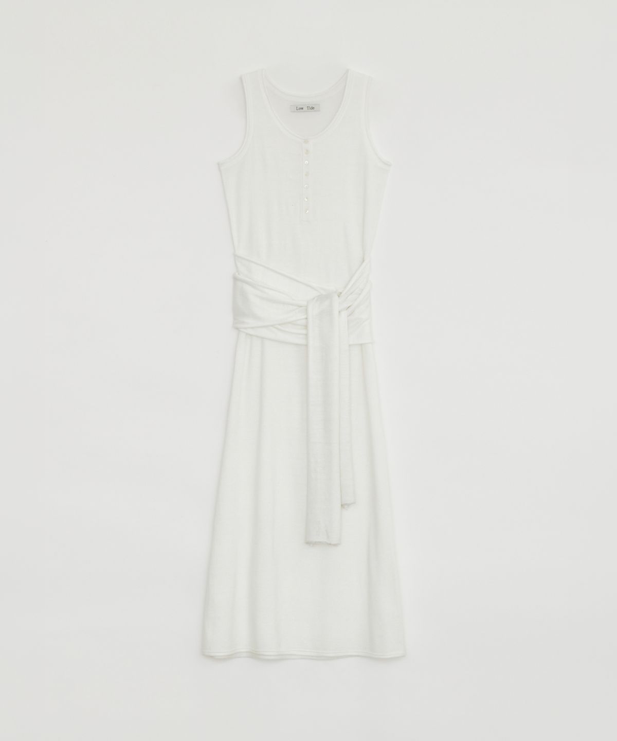 로우타이드(LOW TIDE) HENLEY NECK WRAP KNIT DRESS [WHITE]