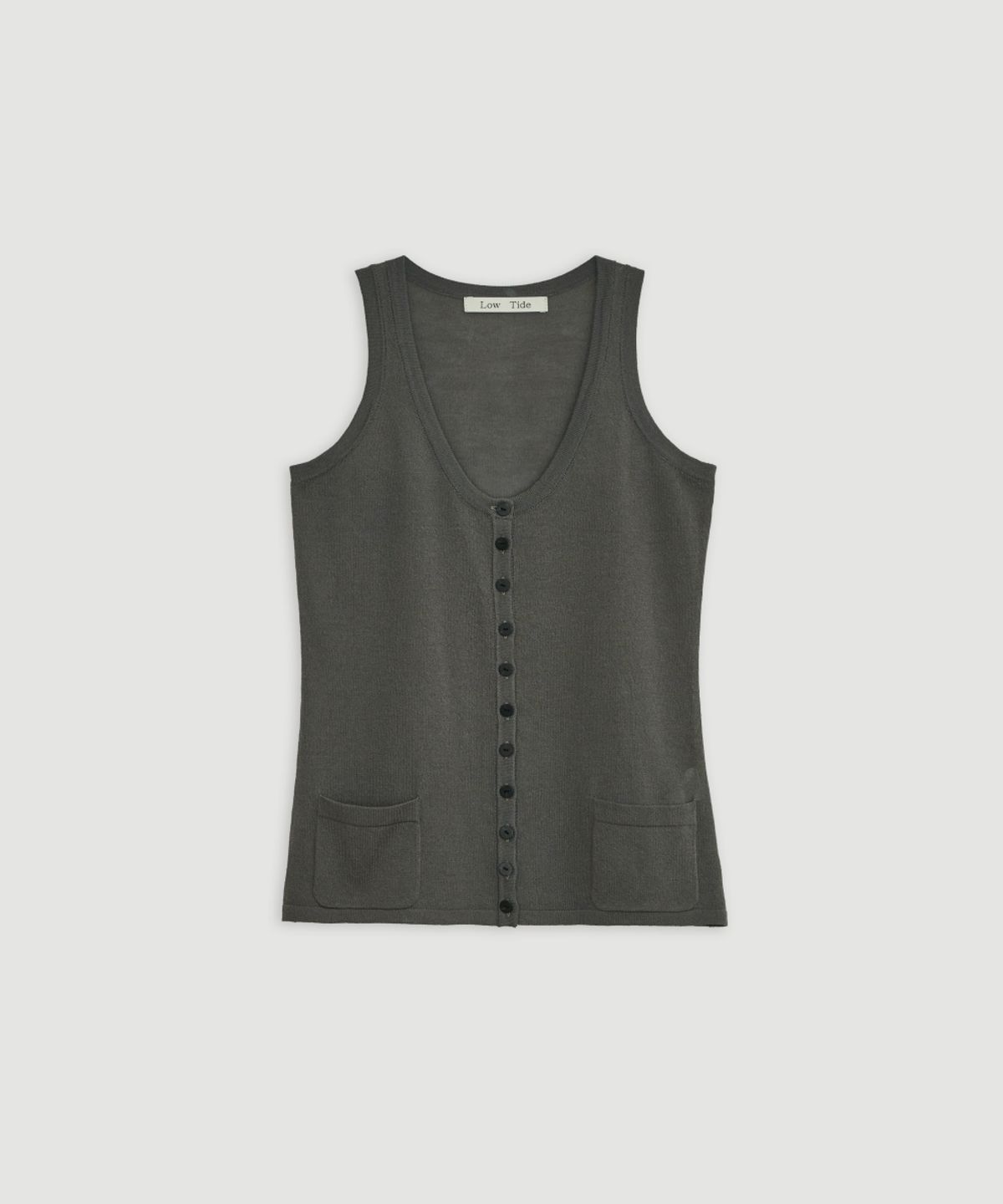 로우타이드(LOW TIDE) POCKET KNIT VEST [CHARCOAL]