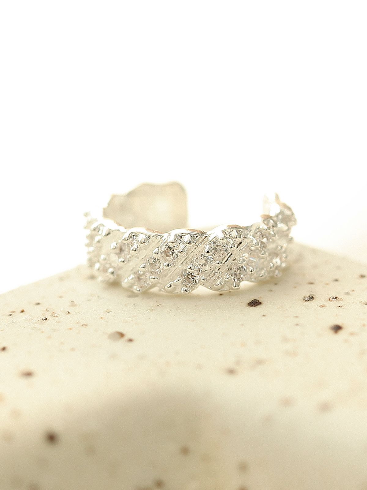 미니멀피어싱(MINIMALPIERCING) 925 꼬임 큐빅 이어커프 귀찌