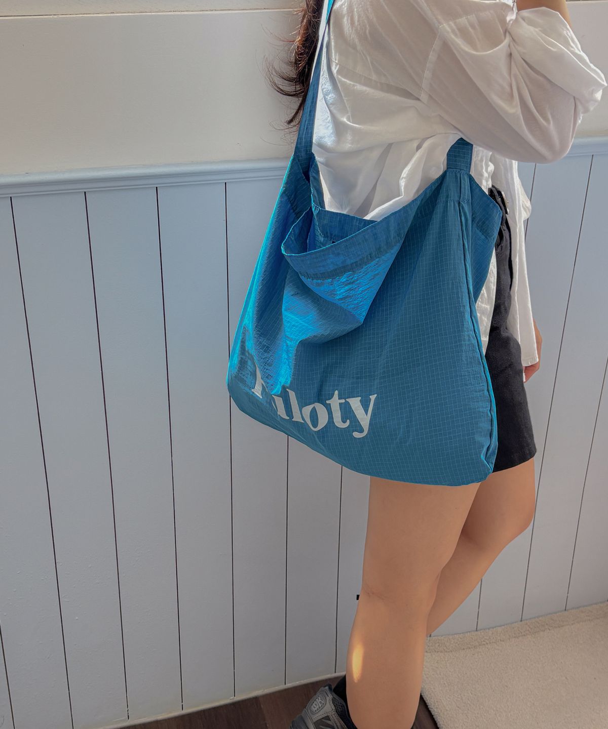 풀로티(FULOTY) Check nylon eco bag blue