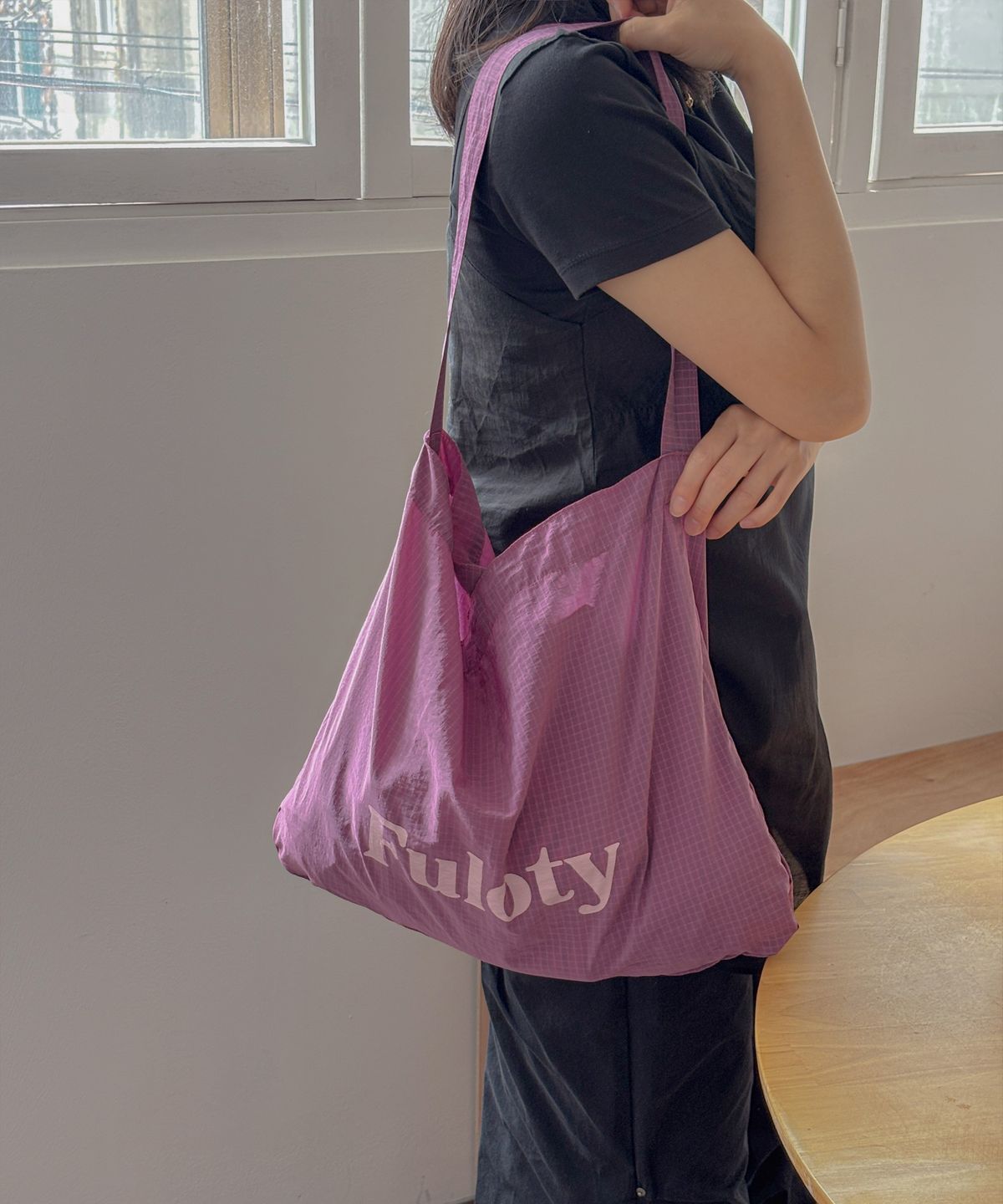 풀로티(FULOTY) Check nylon eco bag purple