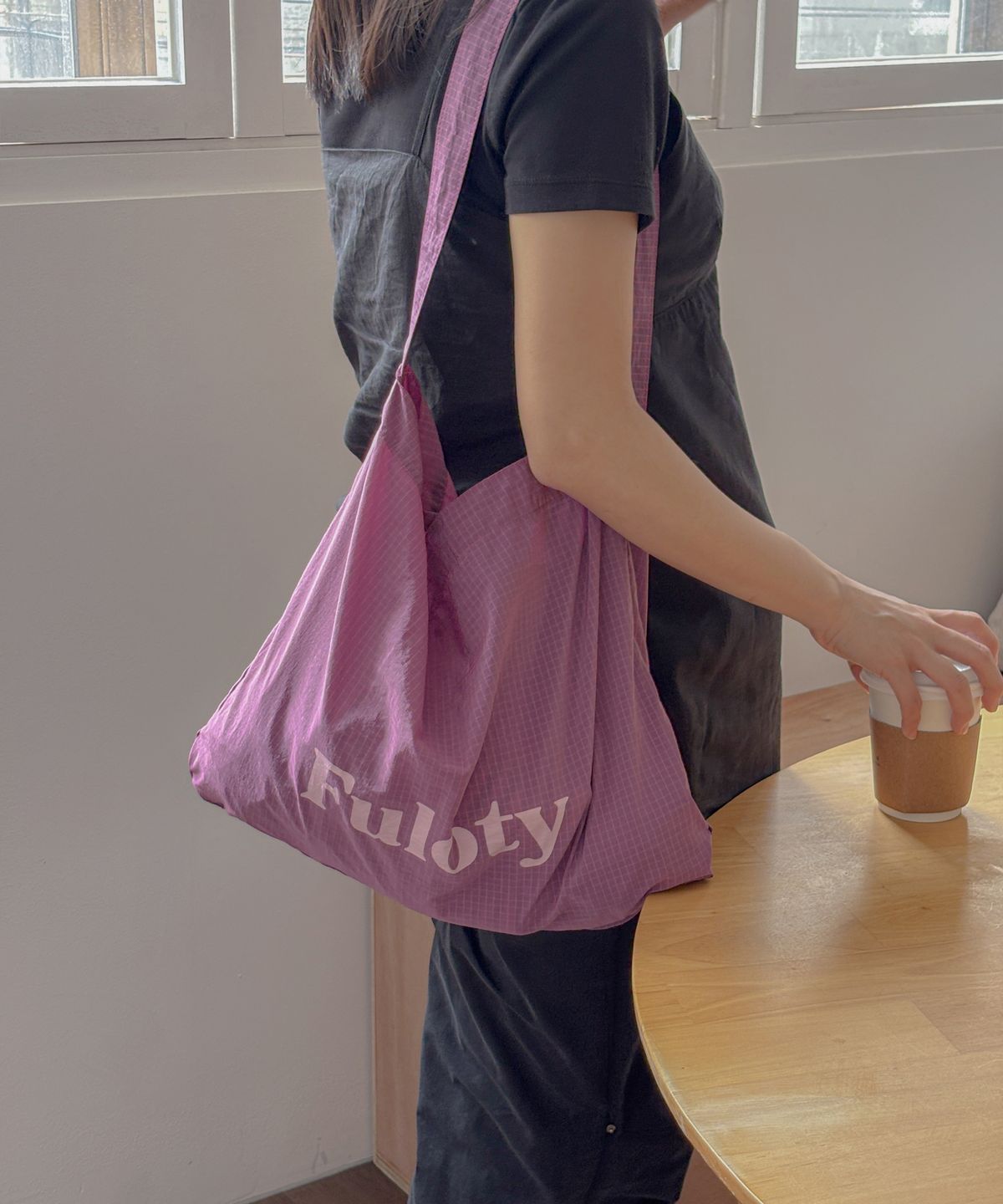 풀로티(FULOTY) Check nylon eco bag purple