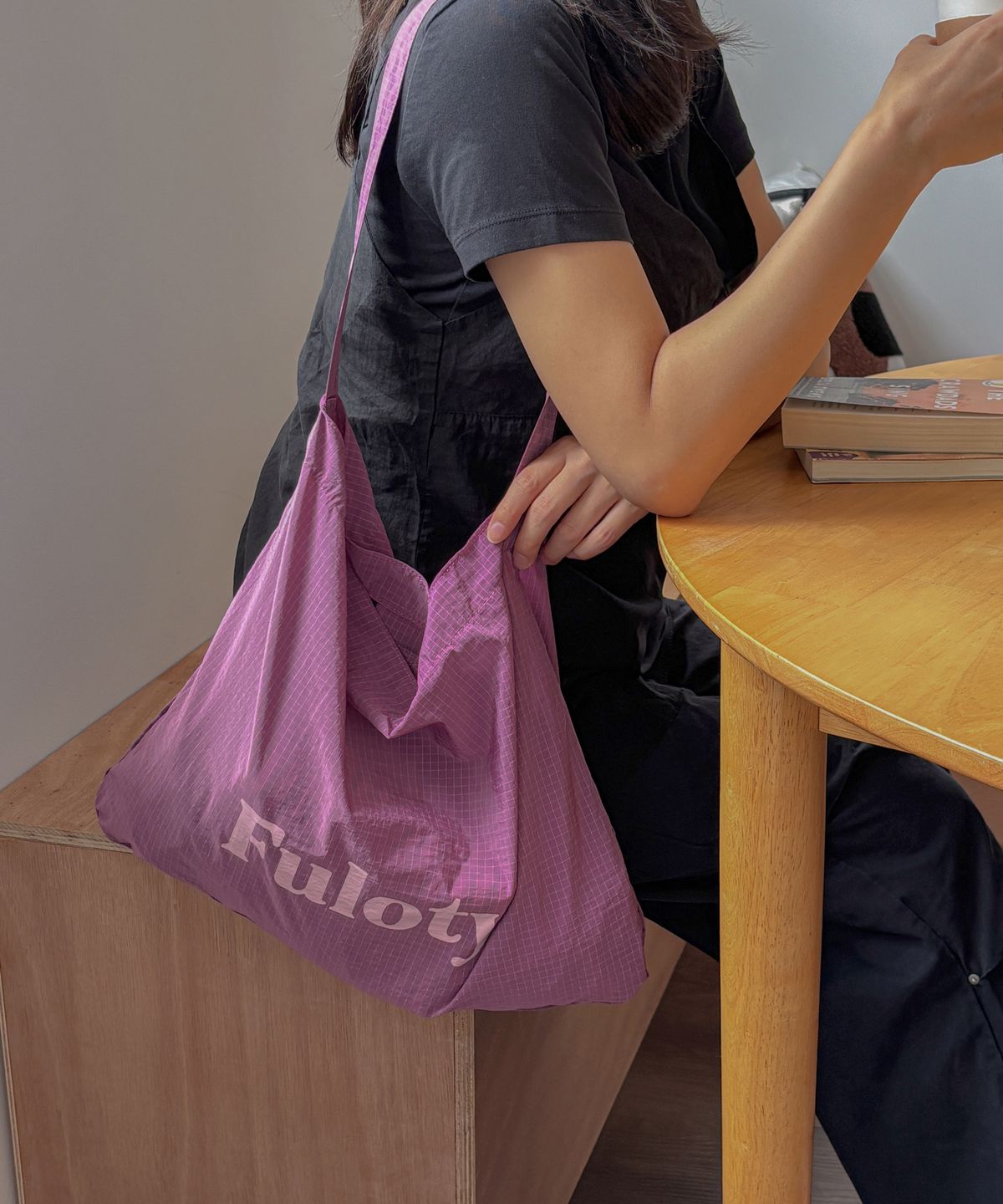 풀로티(FULOTY) Check nylon eco bag purple