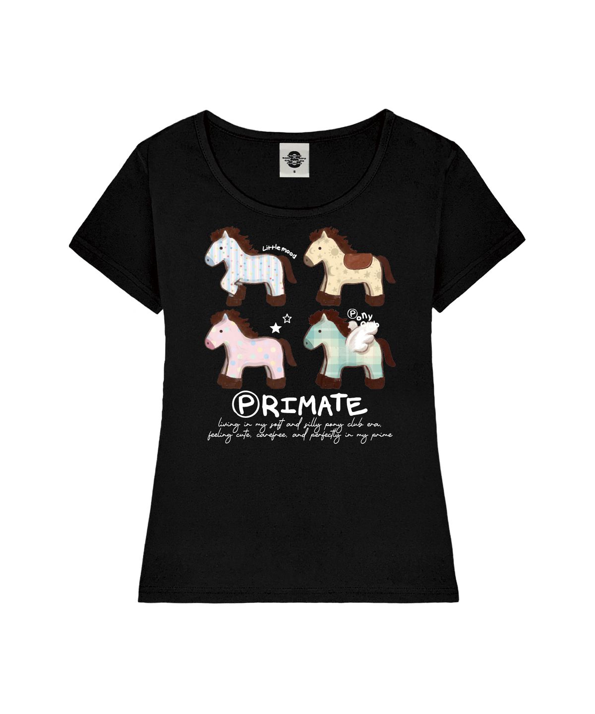 프라임에이트(PRIMATE) PONY CLUB 여성 U넥 슬림핏 반팔티셔츠 6 COLORS