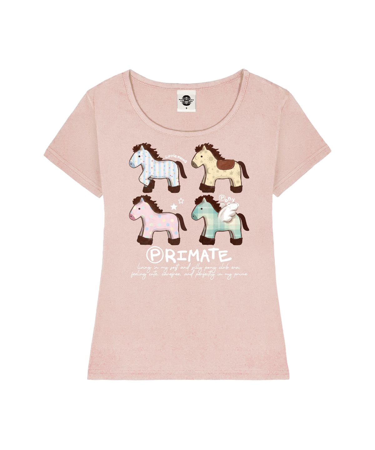 프라임에이트(PRIMATE) PONY CLUB 여성 U넥 슬림핏 반팔티셔츠 6 COLORS
