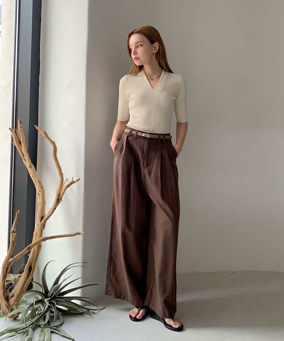 바스카라(VASCARA) Two-Tuck Linen Wide Slacks (3colors)