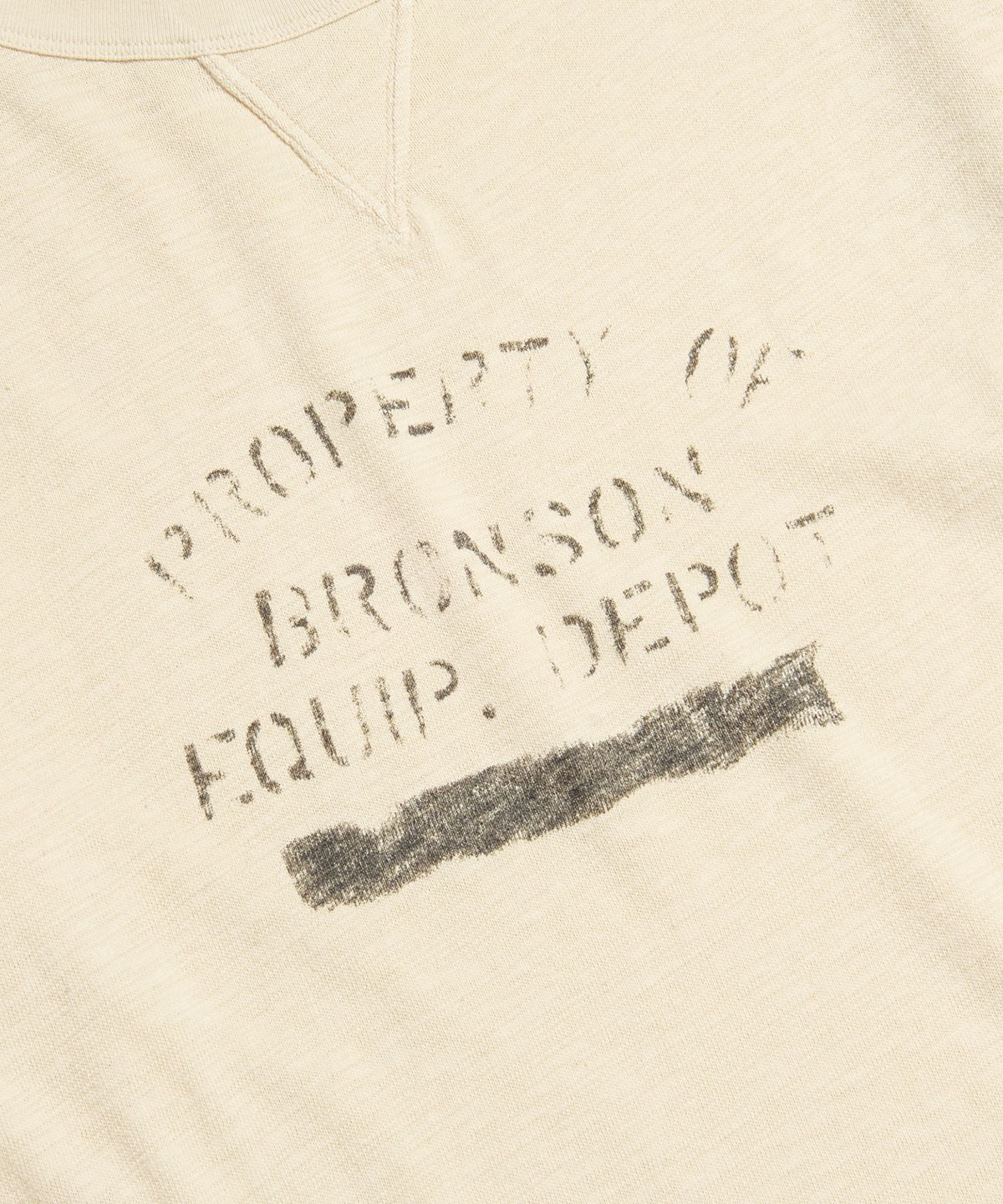 브론슨(BRONSON) Double V Insert Crew Neck Tee Cream