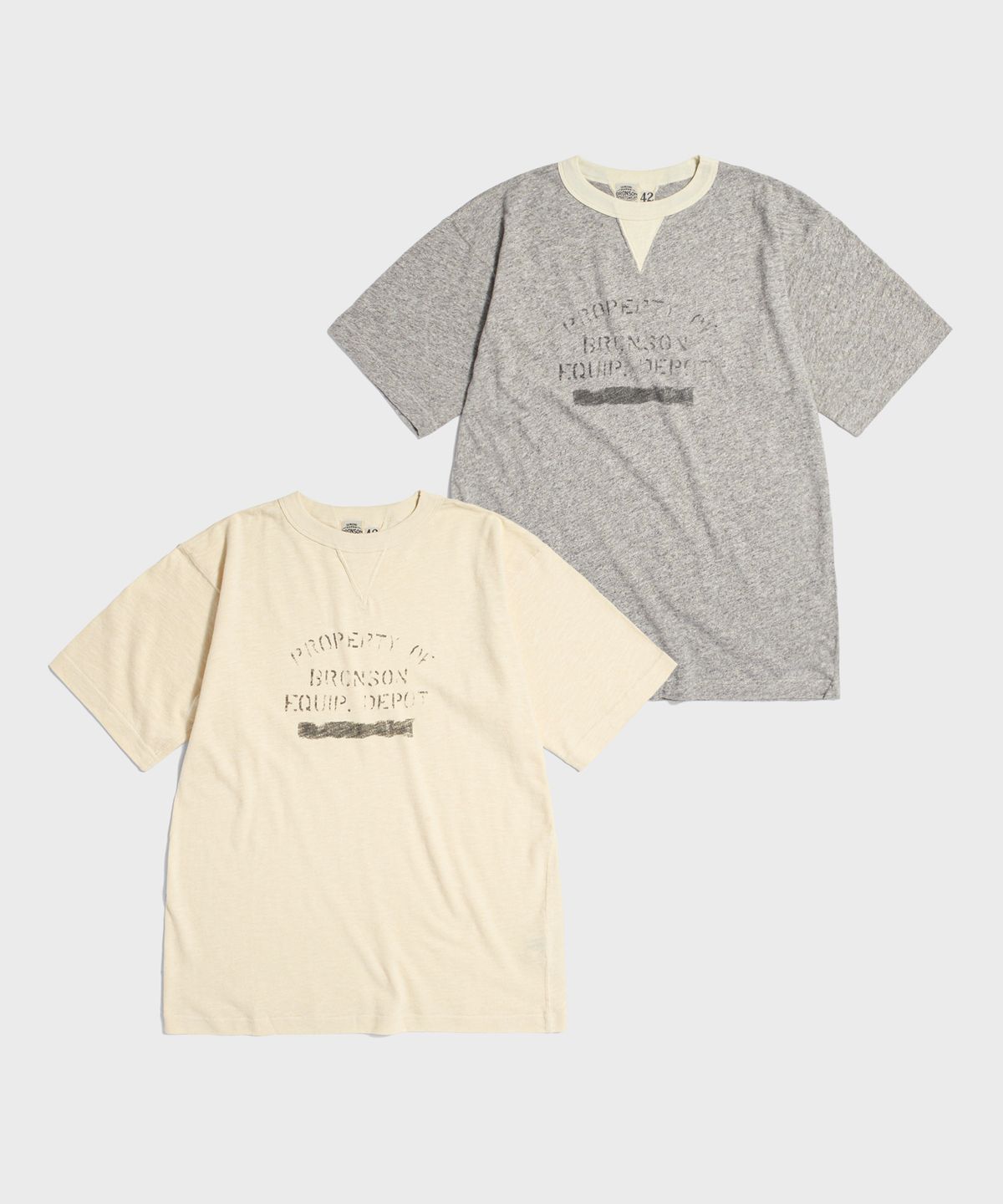 브론슨(BRONSON) Double V Insert Crew Neck Tee Melange