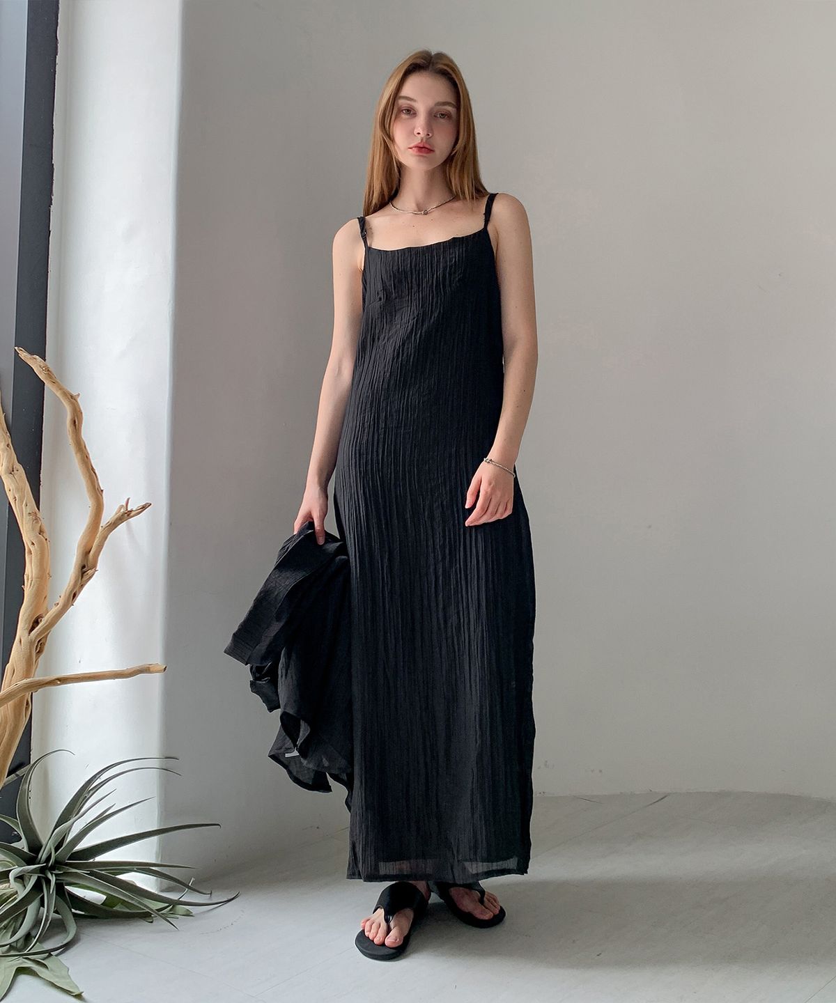 바스카라(VASCARA) [SET] Semi Sheer Shirt+Sleeveless Long Dress Set-up (3colors)