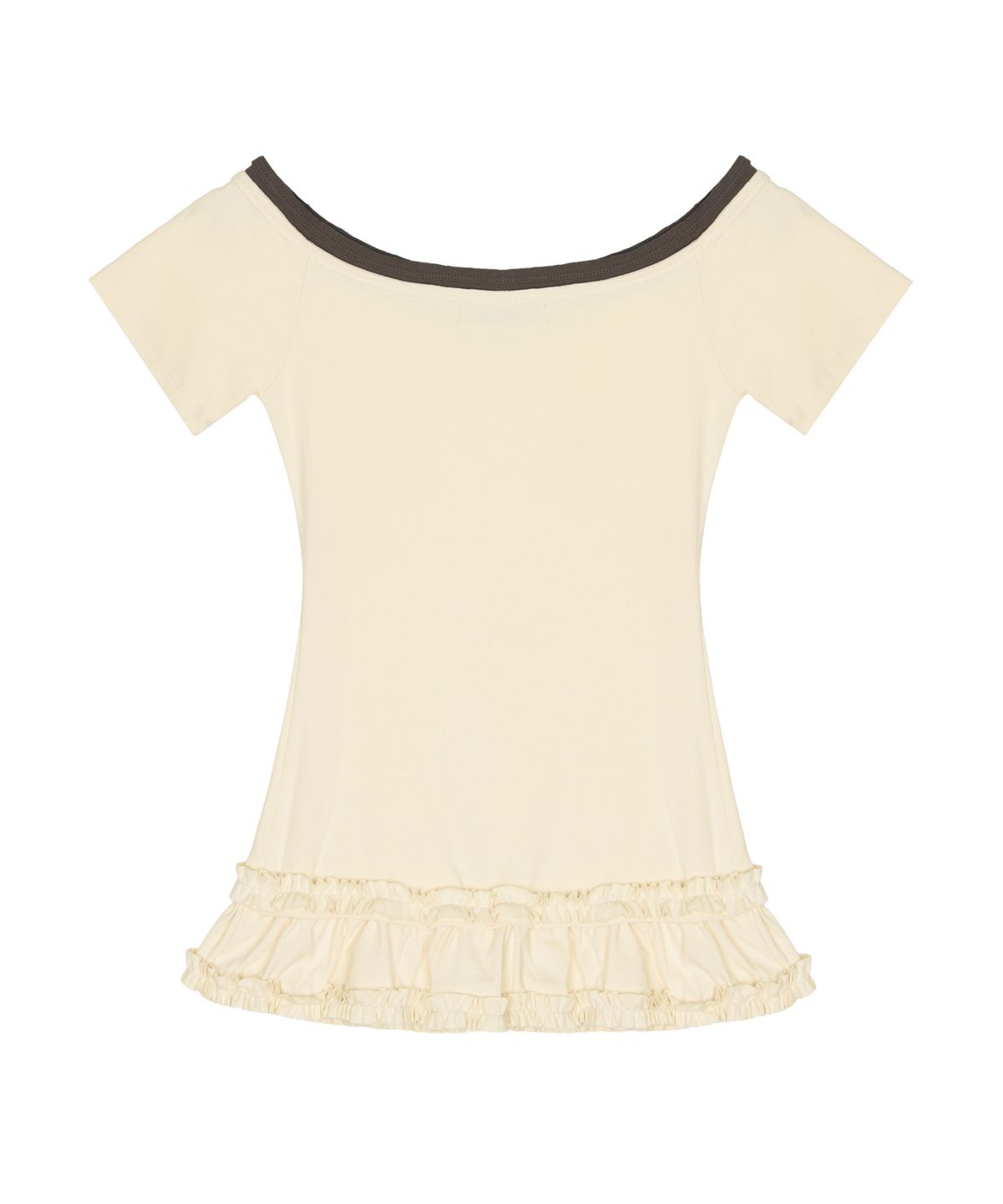 닉앤니콜(NICK&NICOLE) OFF-SHOULDER FRILL HALF TOP_CREAM