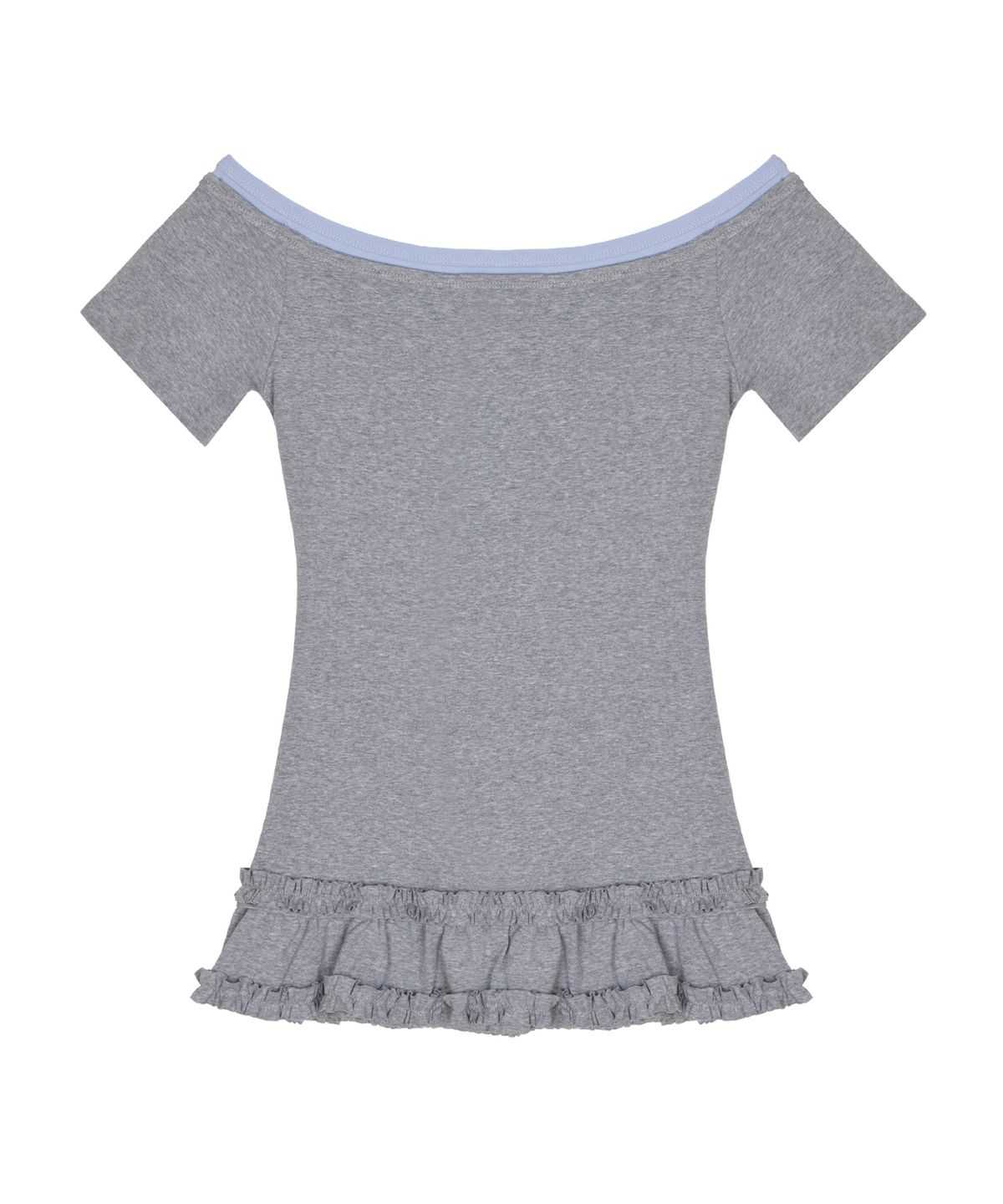 닉앤니콜(NICK&NICOLE) OFF-SHOULDER FRILL HALF TOP_GRAY