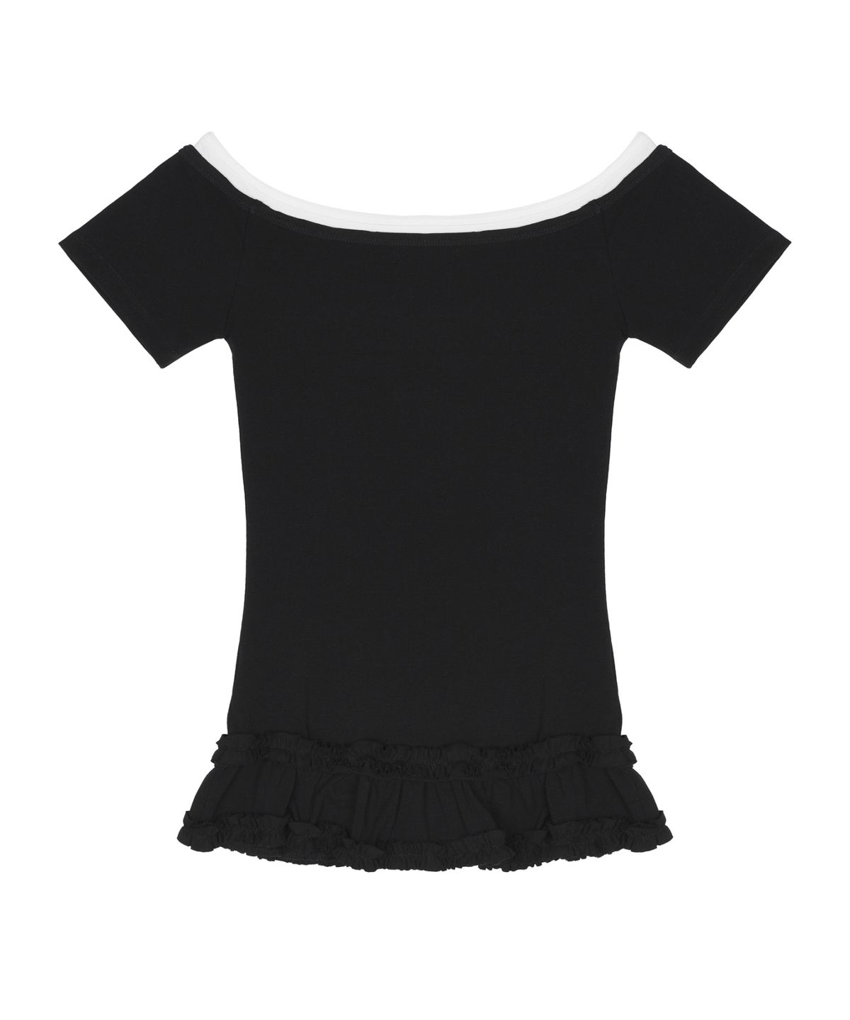 닉앤니콜(NICK&NICOLE) OFF-SHOULDER FRILL HALF TOP_BLACK