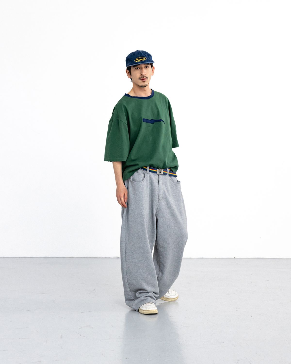 앵글런(ANGLAN) Baggy Fit Sweat Pants - Melange Grey
