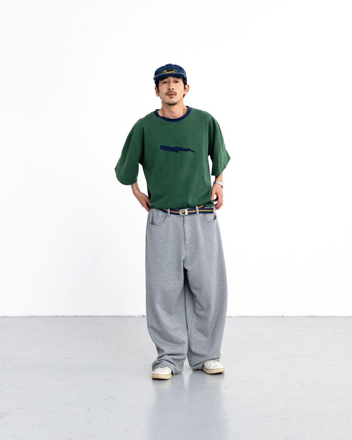 앵글런(ANGLAN) Baggy Fit Sweat Pants - Melange Grey