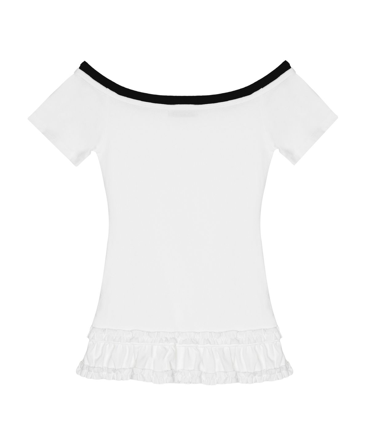 닉앤니콜(NICK&NICOLE) OFF-SHOULDER FRILL HALF TOP_WHITE