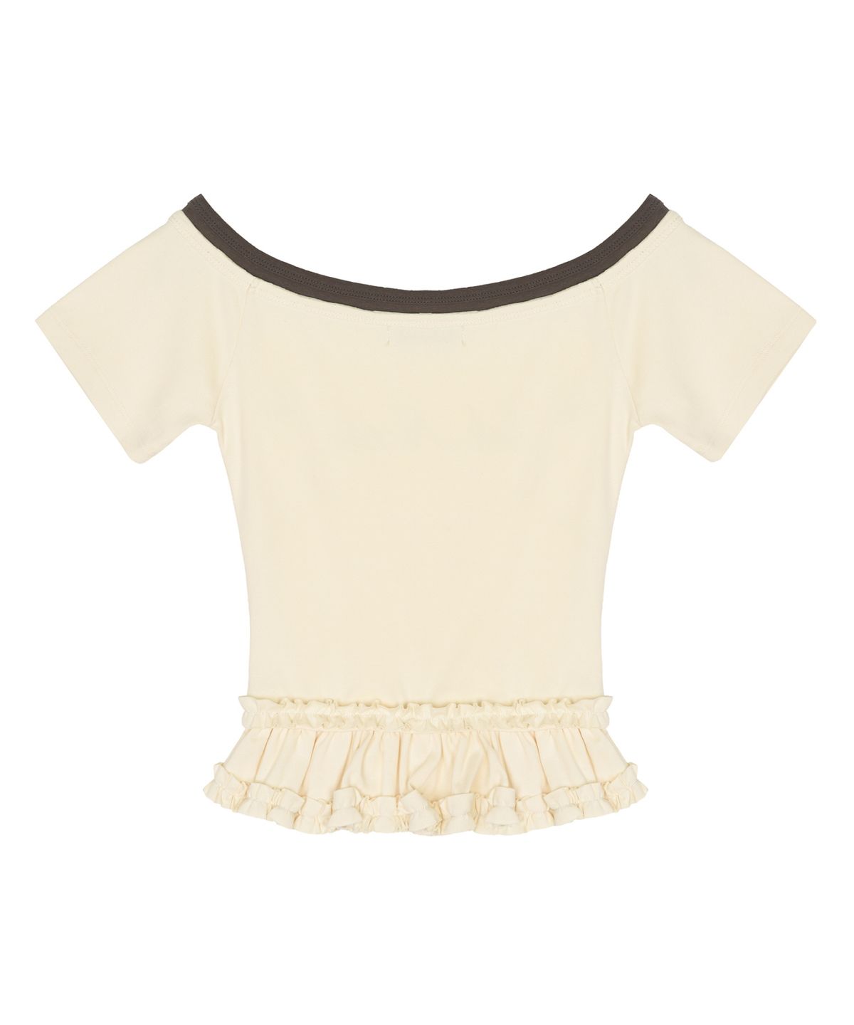 닉앤니콜(NICK&NICOLE) OFF-SHOULDER FRILL CROP TOP_CREAM