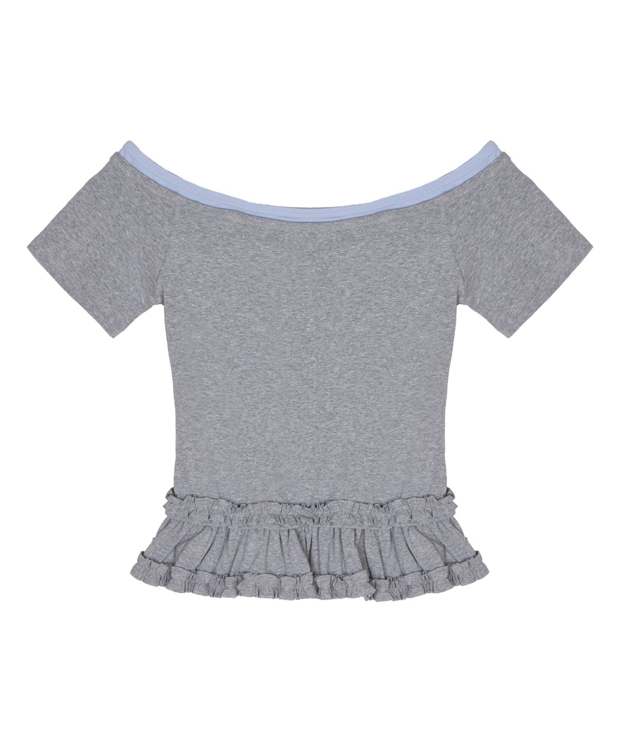 닉앤니콜(NICK&NICOLE) OFF-SHOULDER FRILL CROP TOP_GRAY