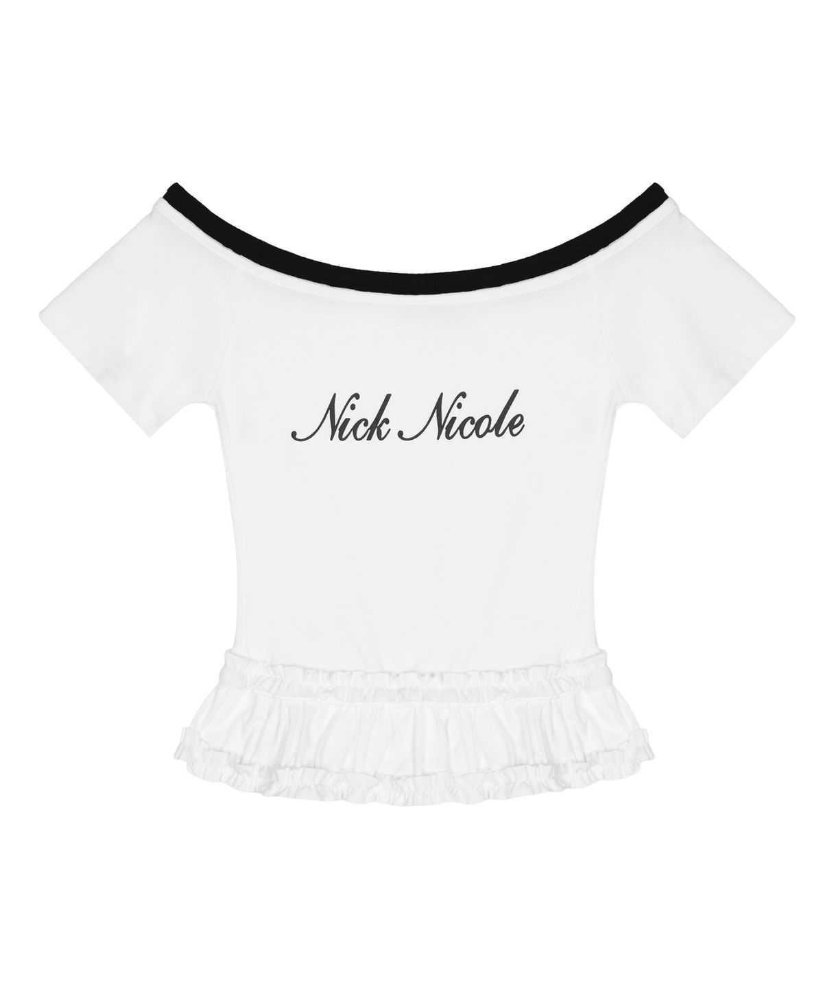 닉앤니콜(NICK&NICOLE) OFF-SHOULDER FRILL CROP TOP_WHITE