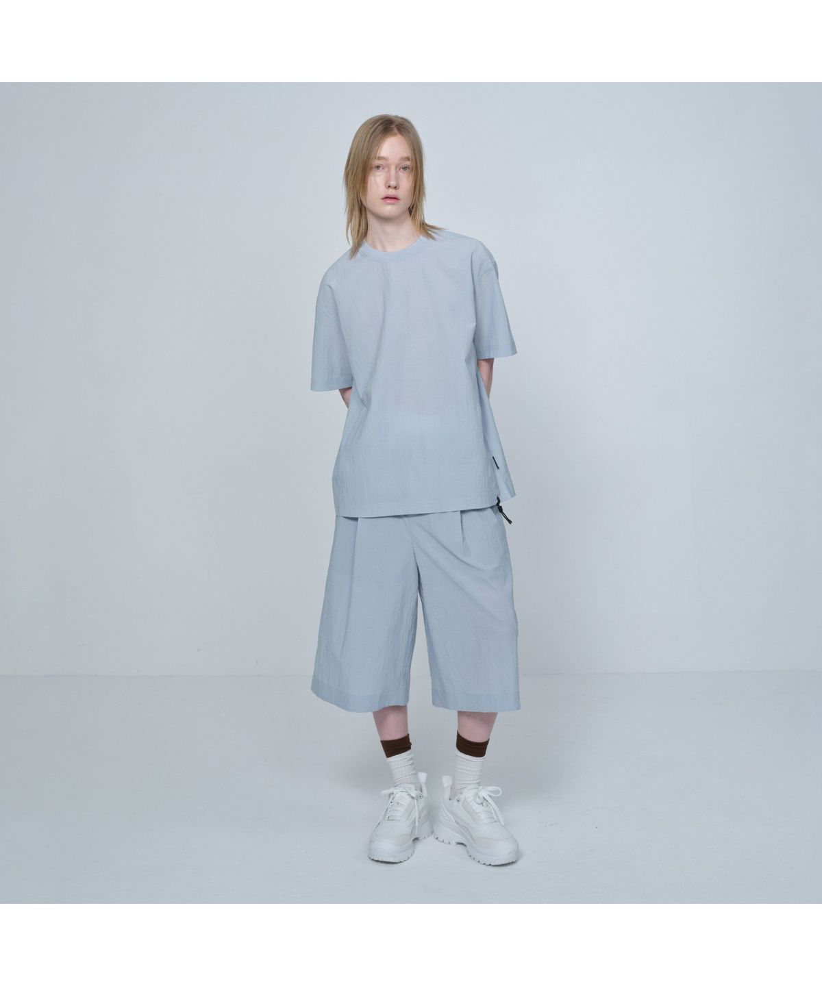 커스텀멜로우(CUSTOMELLOW) [Online Only] Grey Crinkled Bermuda Shorts CQPAM26411GYX