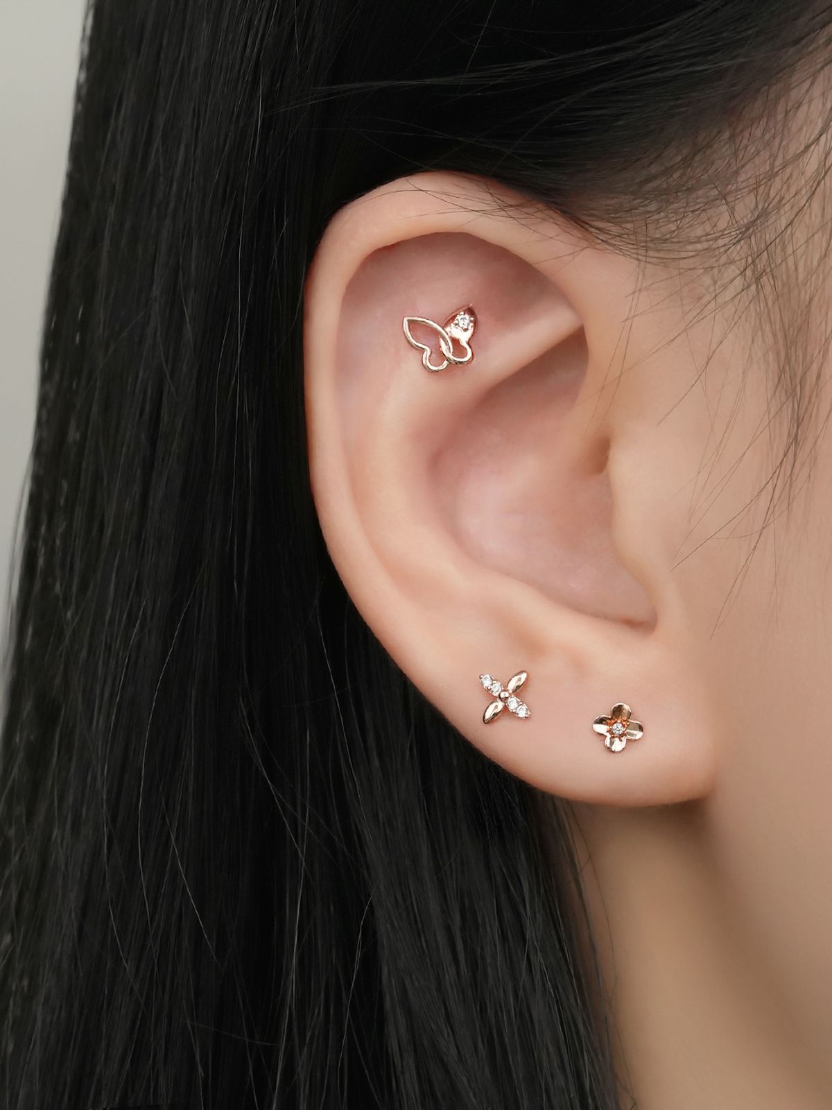 미니멀피어싱(MINIMALPIERCING) 14K 미니 블룸 큐빅 피어싱 귀걸이