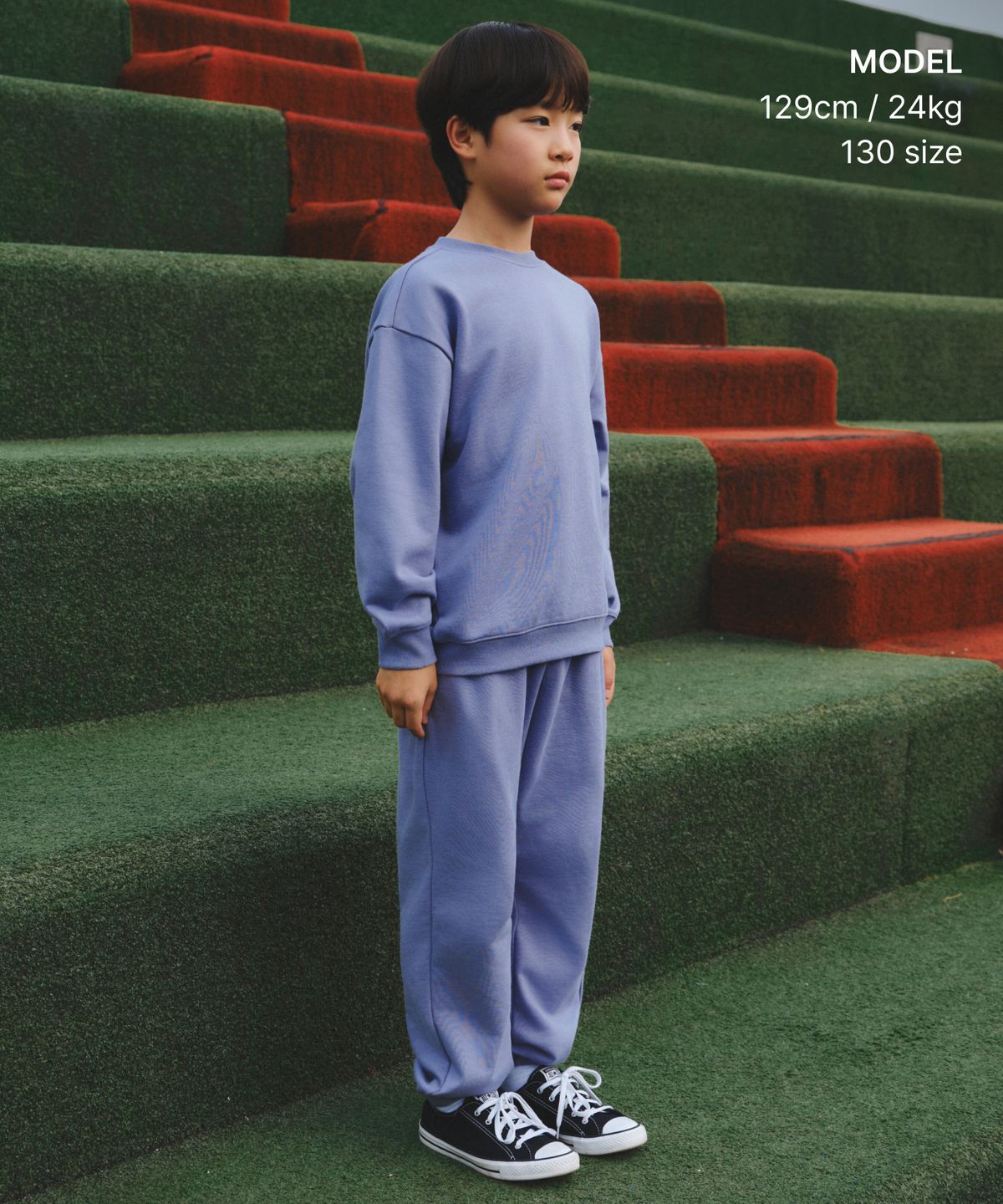 무신사 스탠다드 키즈(MUSINSA STANDARD KIDS) 베이식 스웨트 팬츠 [퍼플 그레이]