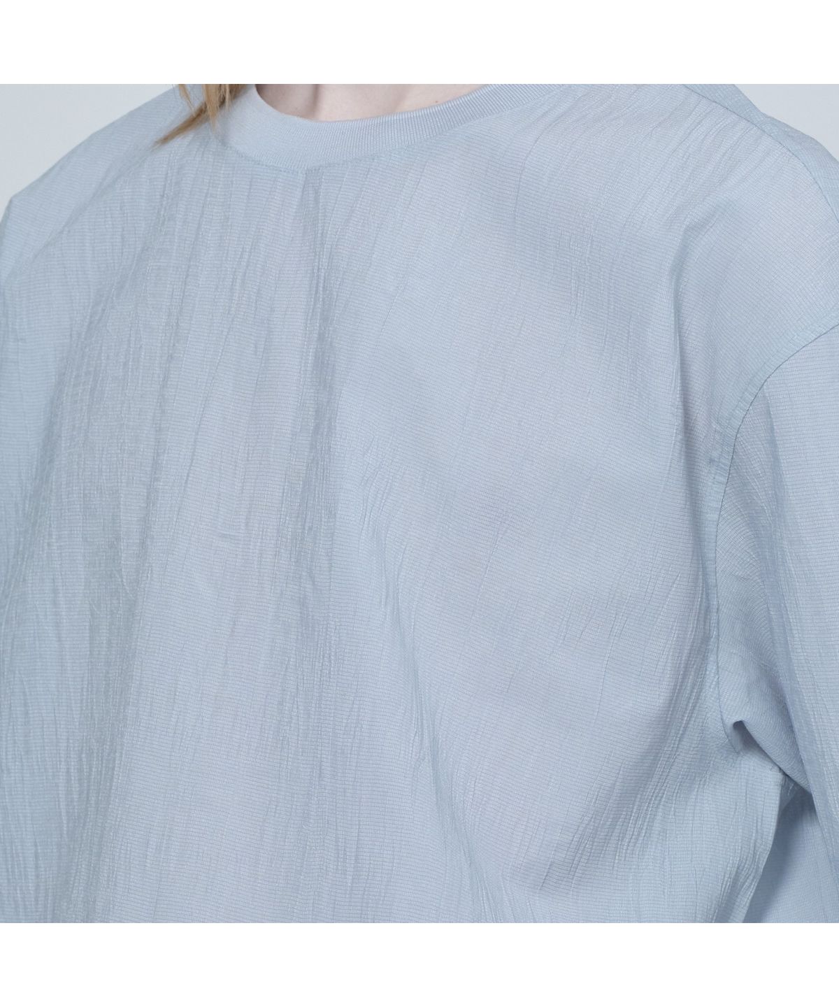 커스텀멜로우(CUSTOMELLOW) [Online Only] Grey Crinkled Half Sleeve T-shirt CQTAM26411GYX