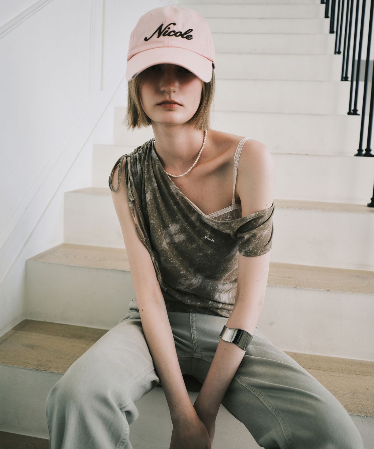닉앤니콜(NICK&NICOLE) NICOLE LETTERING BALL CAP_PINK BROWN