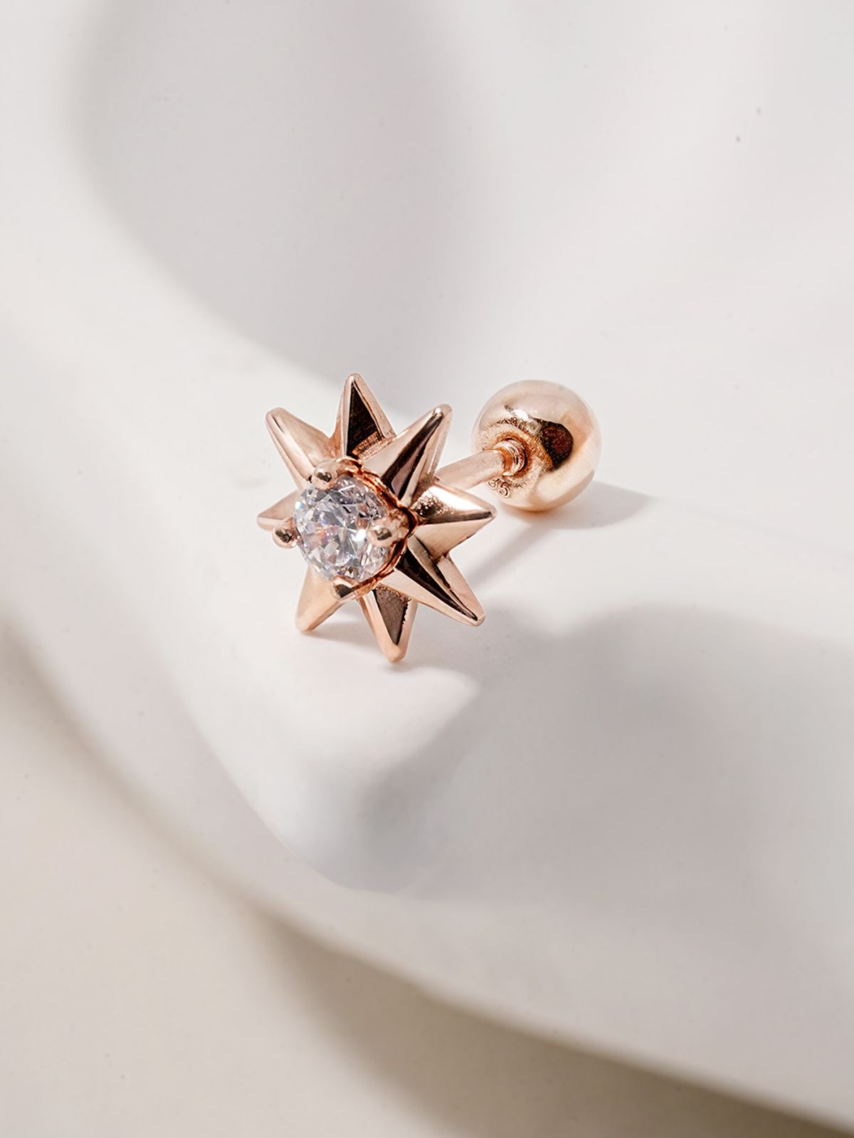 미니멀피어싱(MINIMALPIERCING) 14K 스타 컷 큐빅 포인트 피어싱 귀걸이
