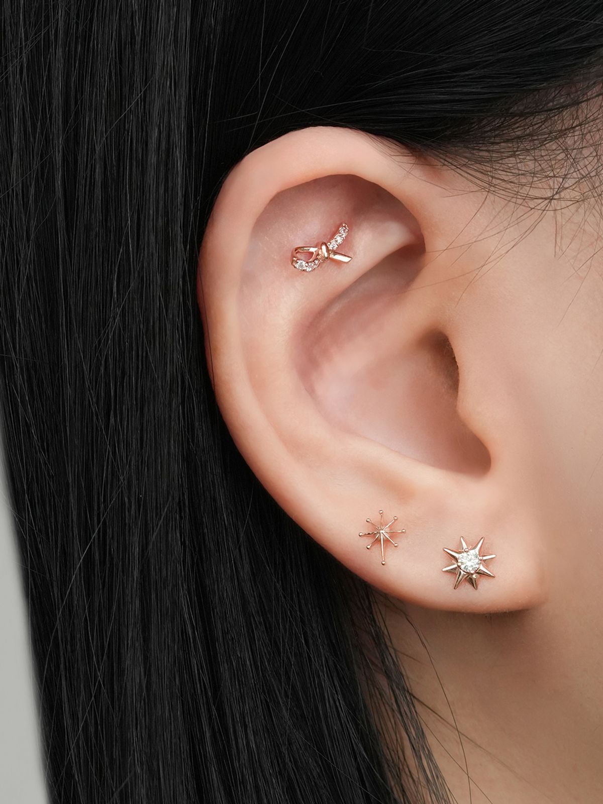 미니멀피어싱(MINIMALPIERCING) 14K 스타 컷 큐빅 포인트 피어싱 귀걸이
