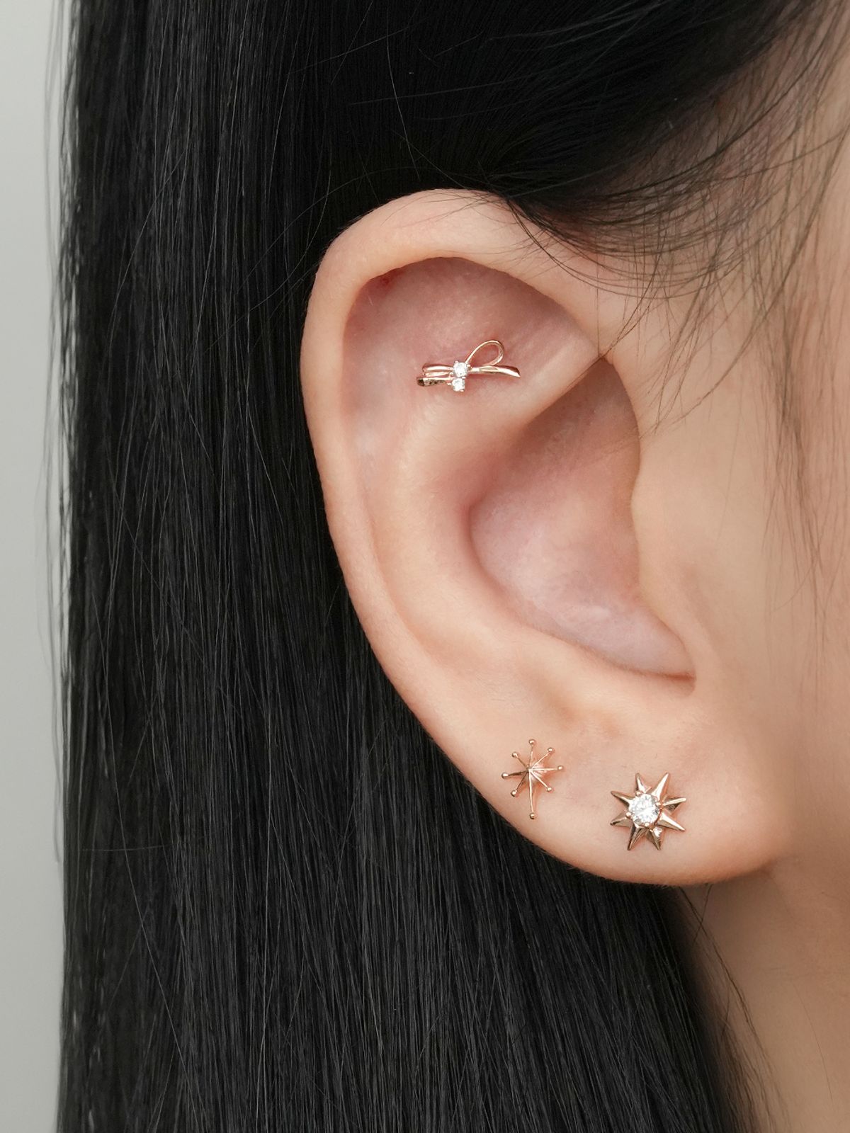 미니멀피어싱(MINIMALPIERCING) 14K 스타 컷 큐빅 포인트 피어싱 귀걸이