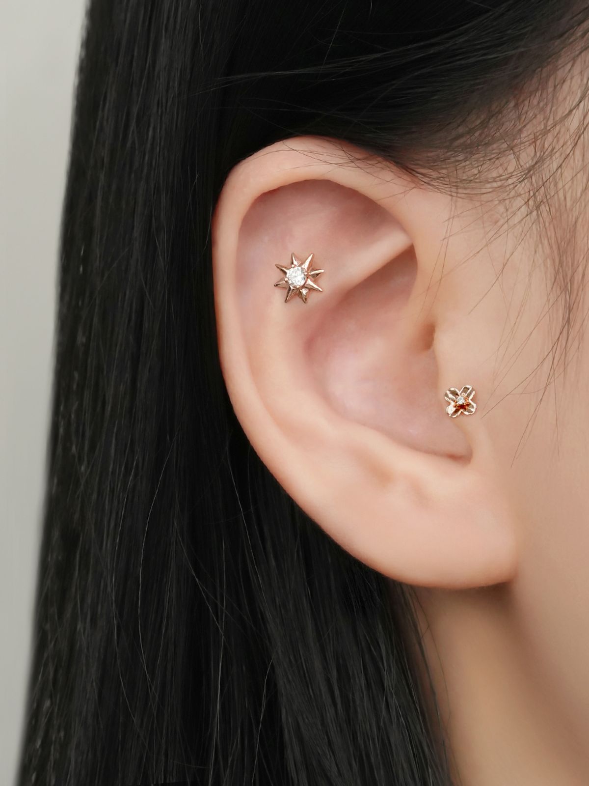 미니멀피어싱(MINIMALPIERCING) 14K 스타 컷 큐빅 포인트 피어싱 귀걸이