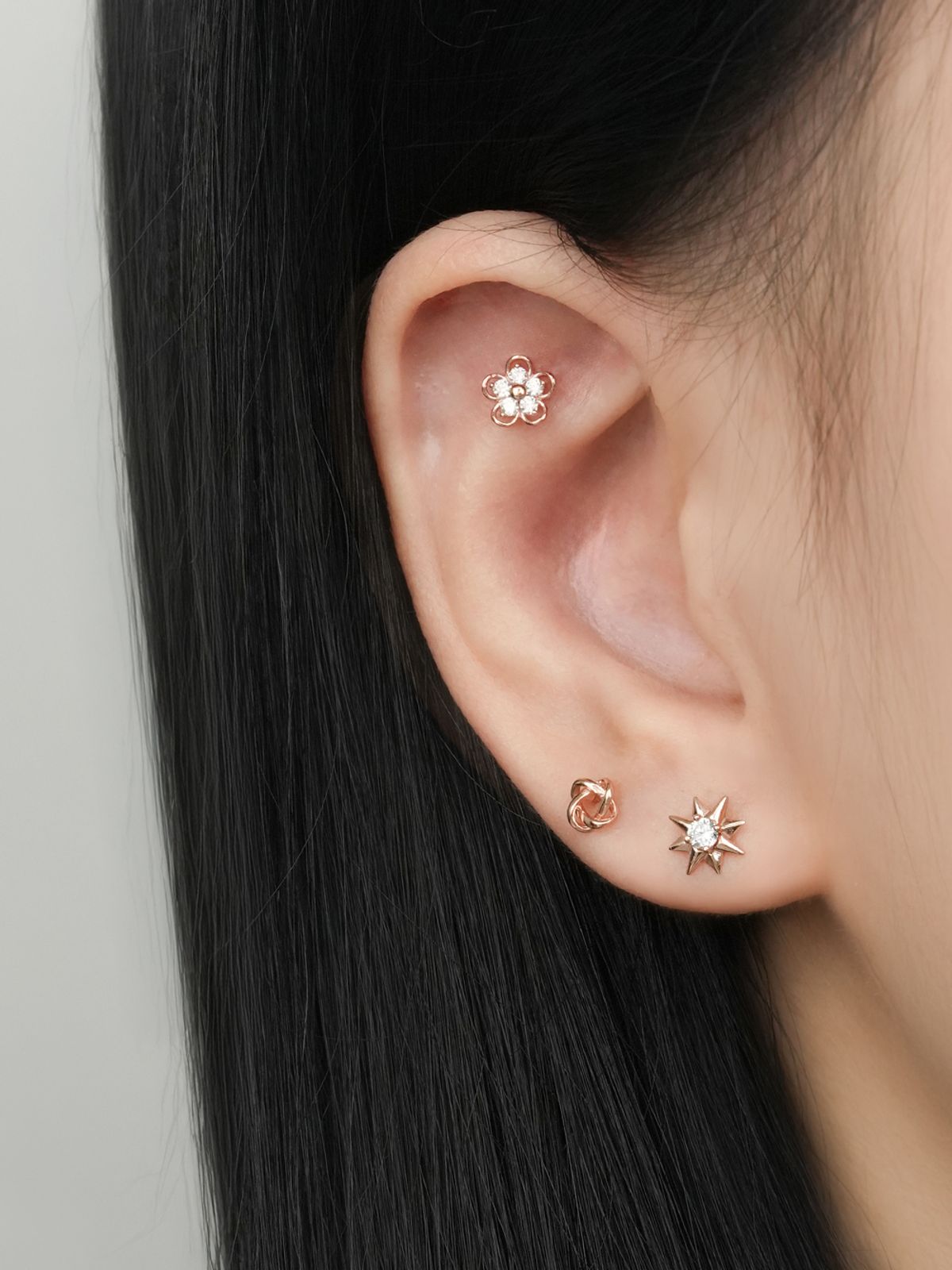 미니멀피어싱(MINIMALPIERCING) 14K 스타 컷 큐빅 포인트 피어싱 귀걸이