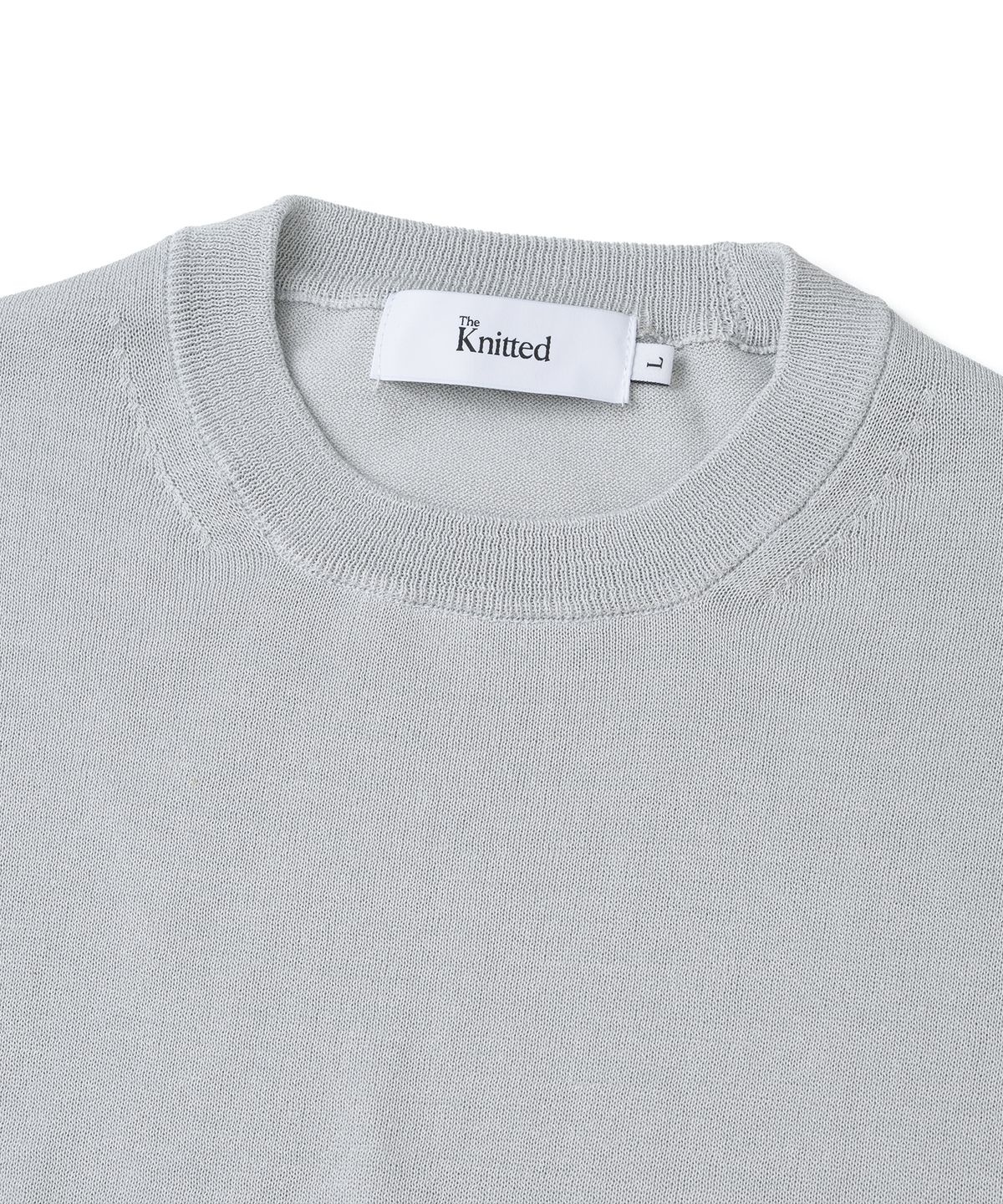 니티드(KNITTED) 쉘론 냉감 싱글 크롭 라운드 니트 LIGHT GREY